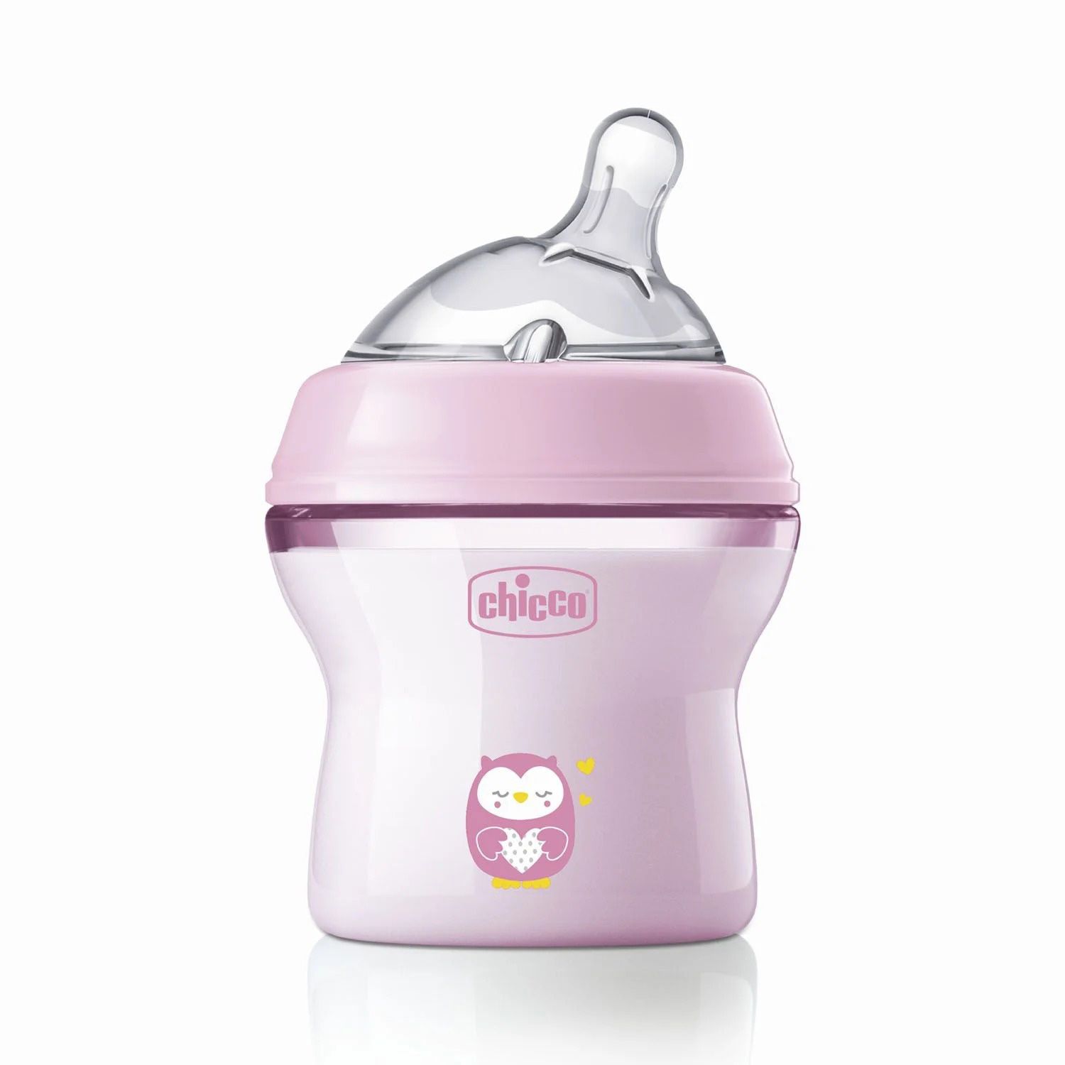 Дитяча пластикова пляшечка для годування Chicco Natural Feeling силіконова соска, нормальний потік, від народження, рожева, 150 мл (81311.10)