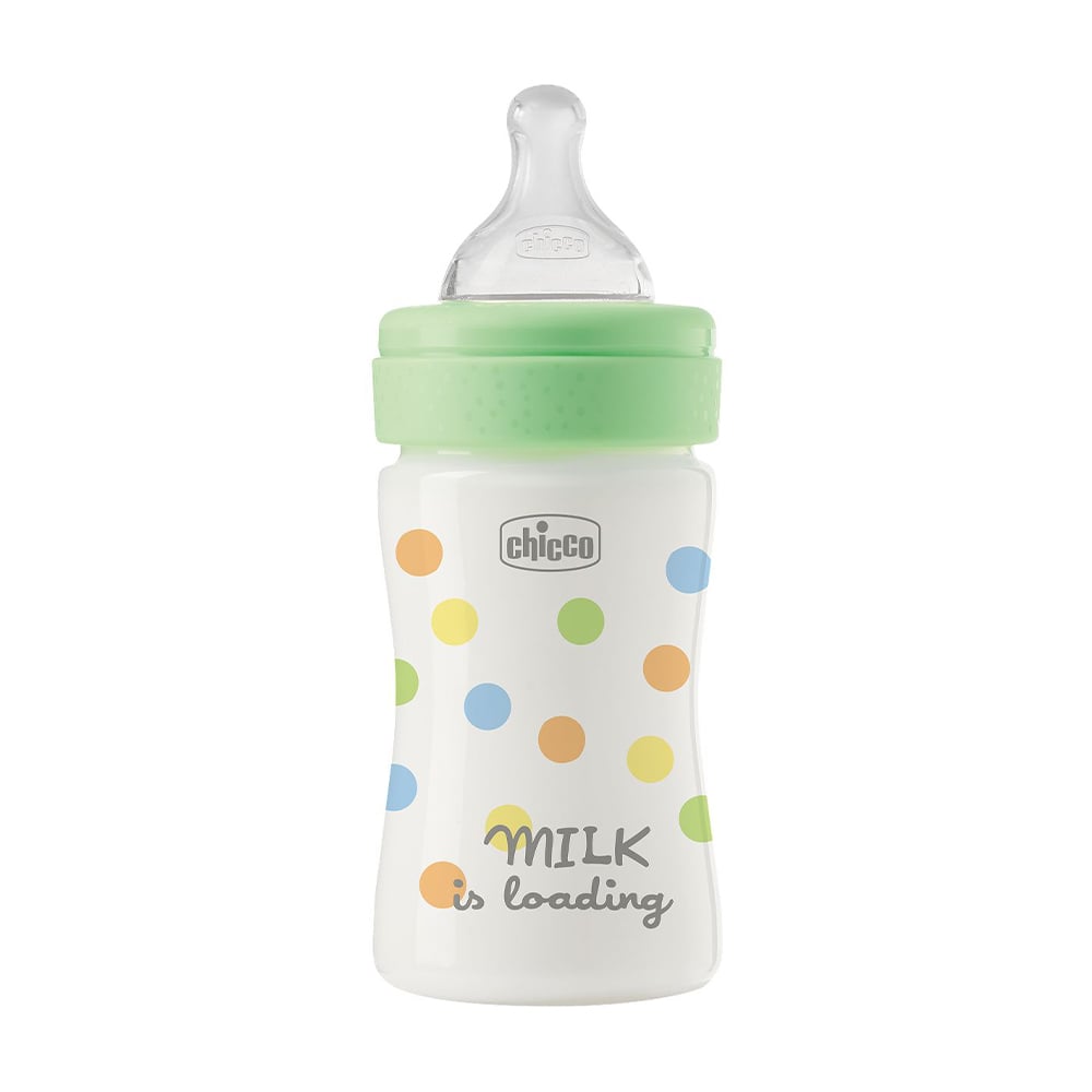 Дитяча пластикова пляшечка для годування Chicco Perfect Easy силіконова соска, повільний потік, від народження, зелена, 150 мл (20241.30)