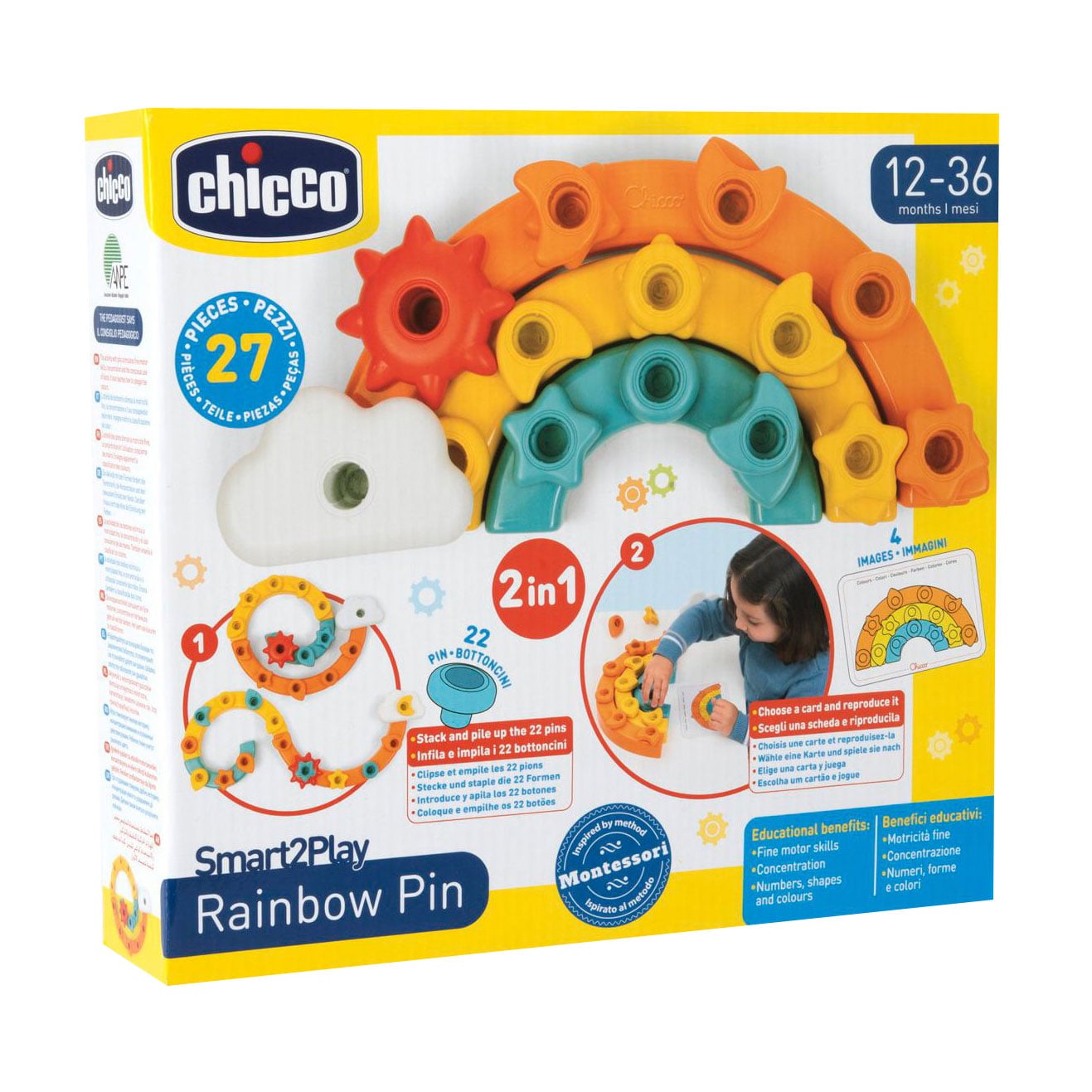 Дитяча розвивальна іграшка 2 в 1 Chicco Smart2Play Веселка, Кольорові шпильки, від 1 року (12198.00)