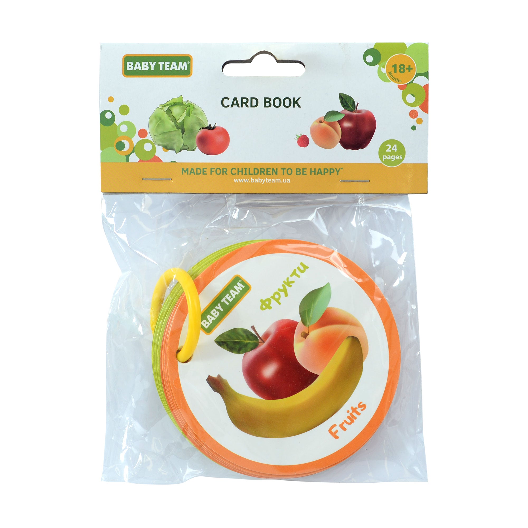 Дитяча розвивальна книжка Baby Team Фрукти-овочі, від 1.5 року, 19*14*4 см (8730)
