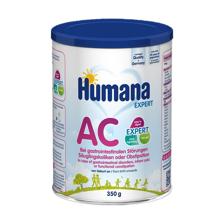 Дитяча суха молочна суміш Humana AC Expert при шлунково-кишкових розладах, дитячих кольках, функціональних закрепах, від народження, 350 г