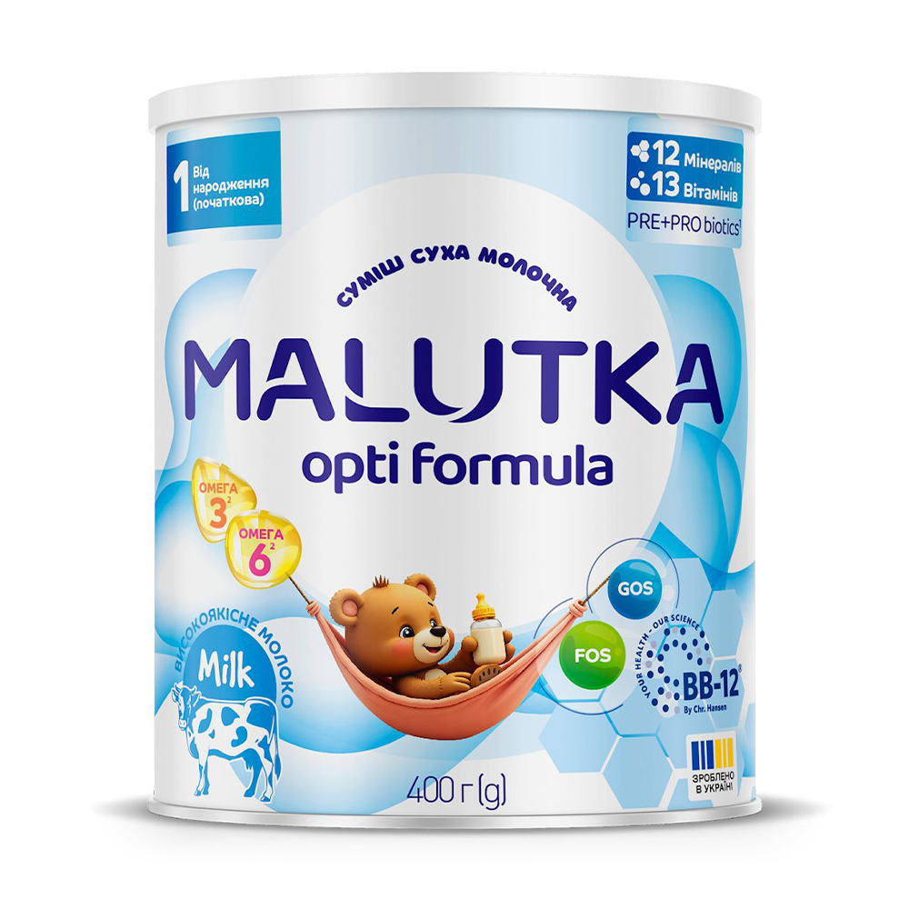 Дитяча суха молочна суміш Malutka Opti Formula 1 від народження, 400 г