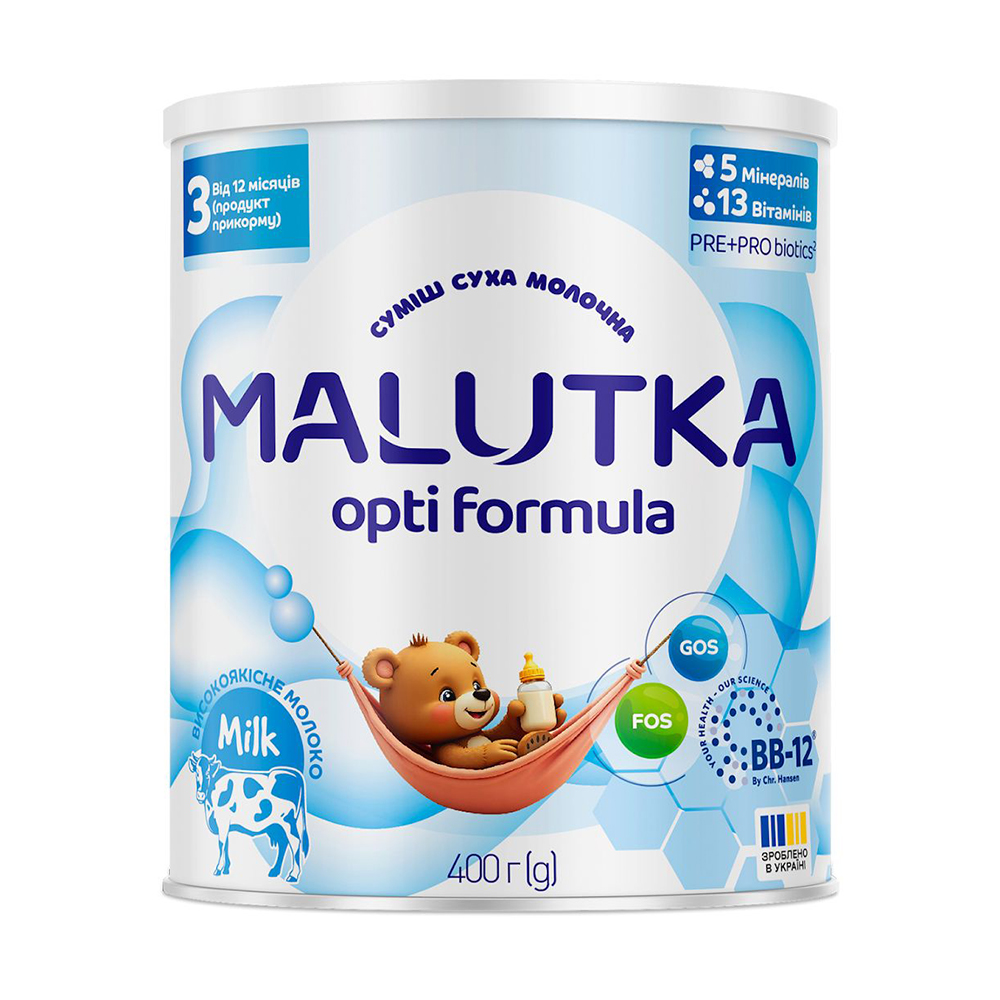 Дитяча суха молочна суміш Malutka Opti Formula 3 від 12 місяців, 400 г