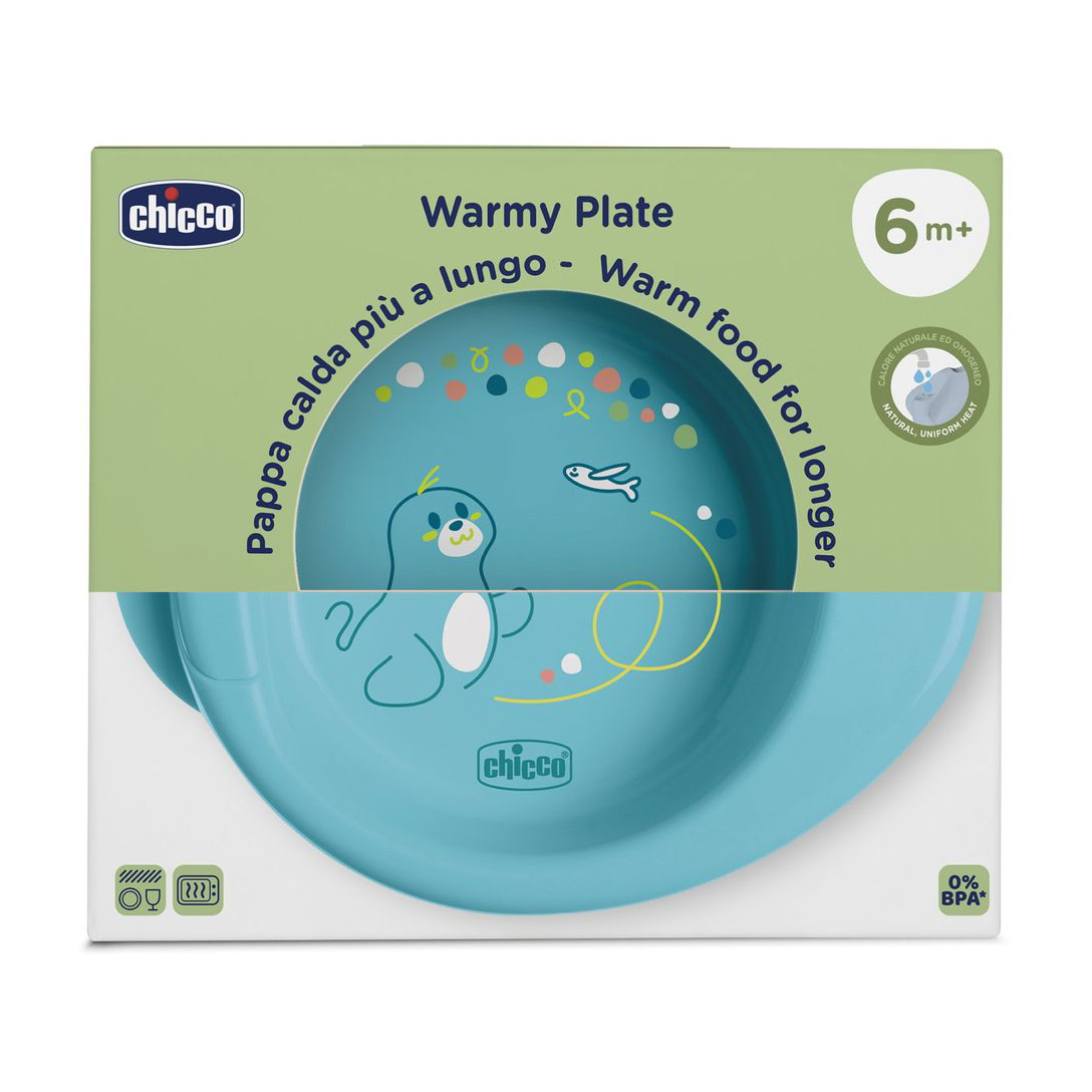Дитяча тарілка Chicco Warmy Plate блакитна, від 6 місяців (16000.25)