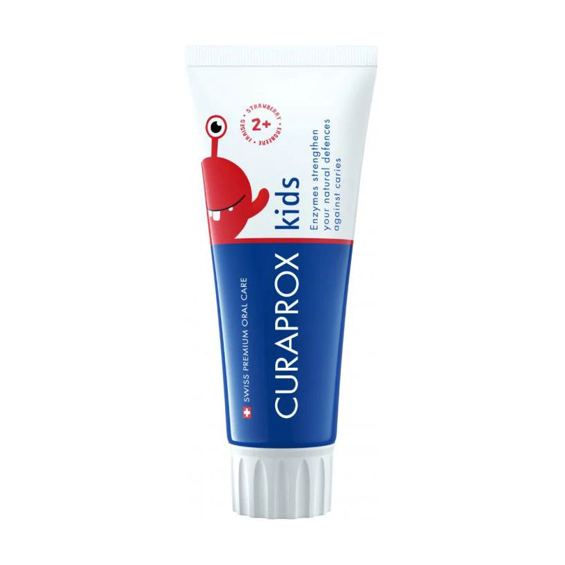 Дитяча зубна паста Curaprox Kids Toothpasteste з фтором, зі смаком полуниці, від 2 років, 60 мл