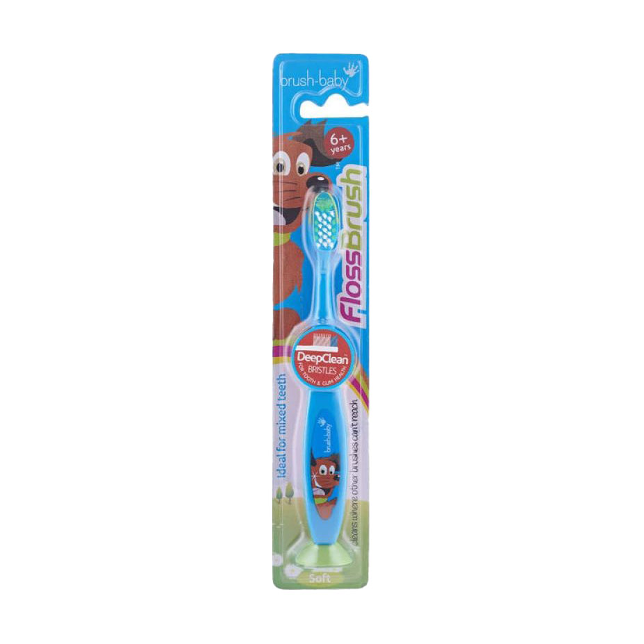 Дитяча зубна щітка Brush-Baby FlossBrush на присосці, від 6 років, блакитна, 1 шт