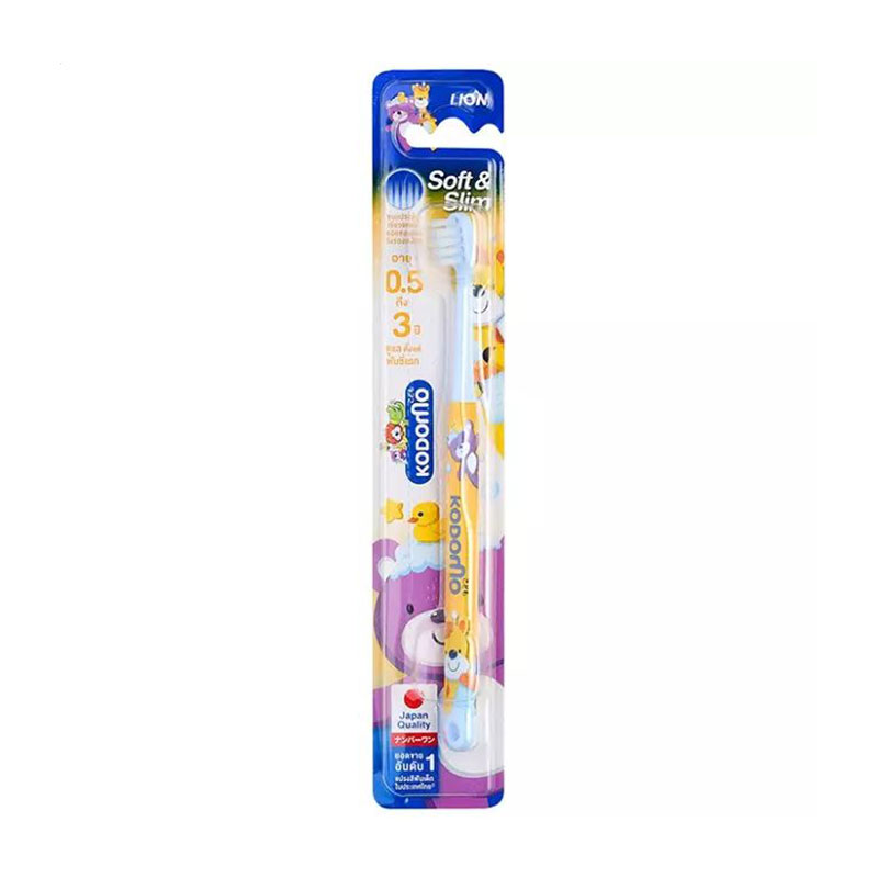Дитяча зубна щітка Kodomo Soft &amp; Slim жовта, від 6 місяців до 3 років, 1 шт