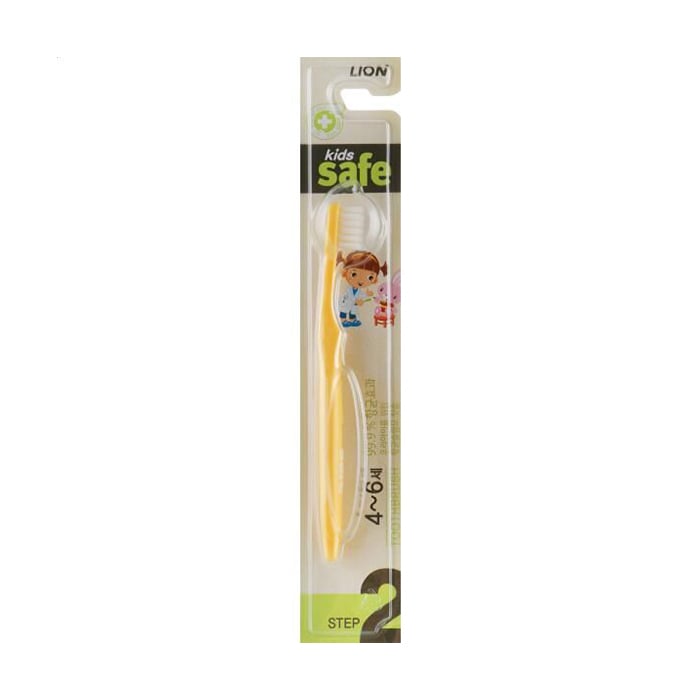 Дитяча зубна щітка Lion Kids Safe Toothbrush Step-2 з наносрібним покриттям, жовта, від 4 до 6 років, 1 шт