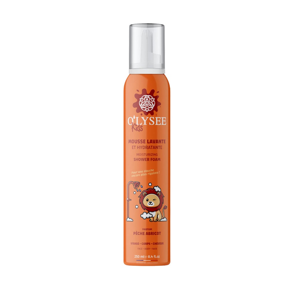 Дитяча зволожувальна кремова пінка для купання 3 в 1 O'LYSEE Kids Moisturizing Shower Foam з ароматом персика та абрикоса, 250 мл