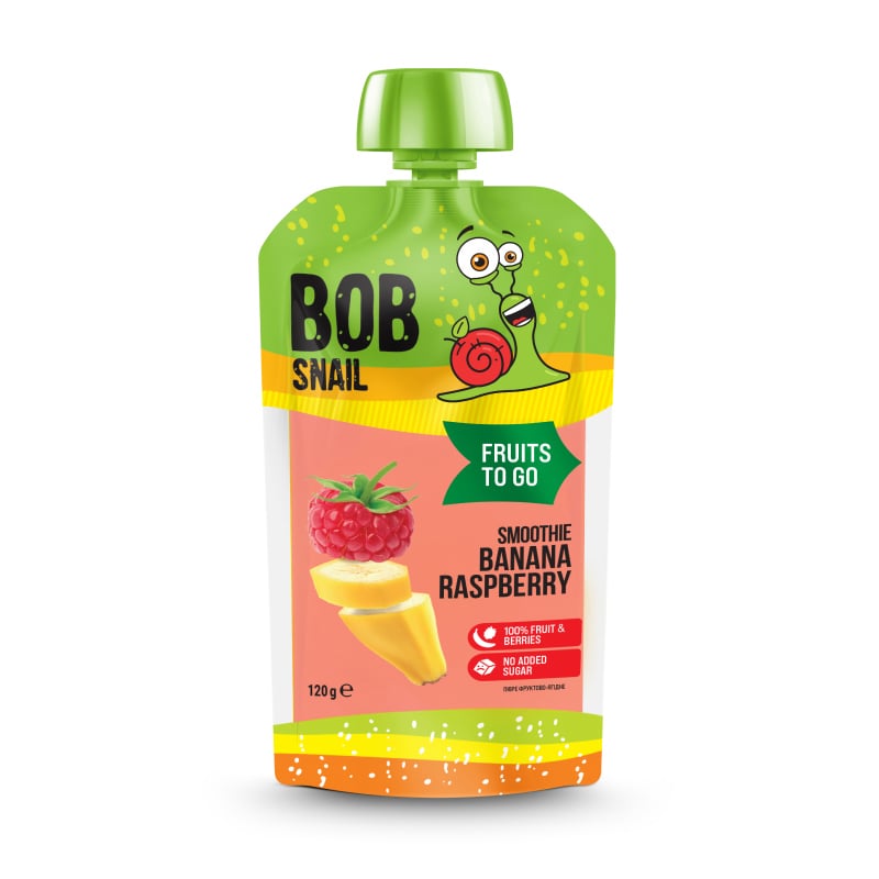 Дитяче фруктове пюре Bob Snail Смузі Банан-малина, 120 г