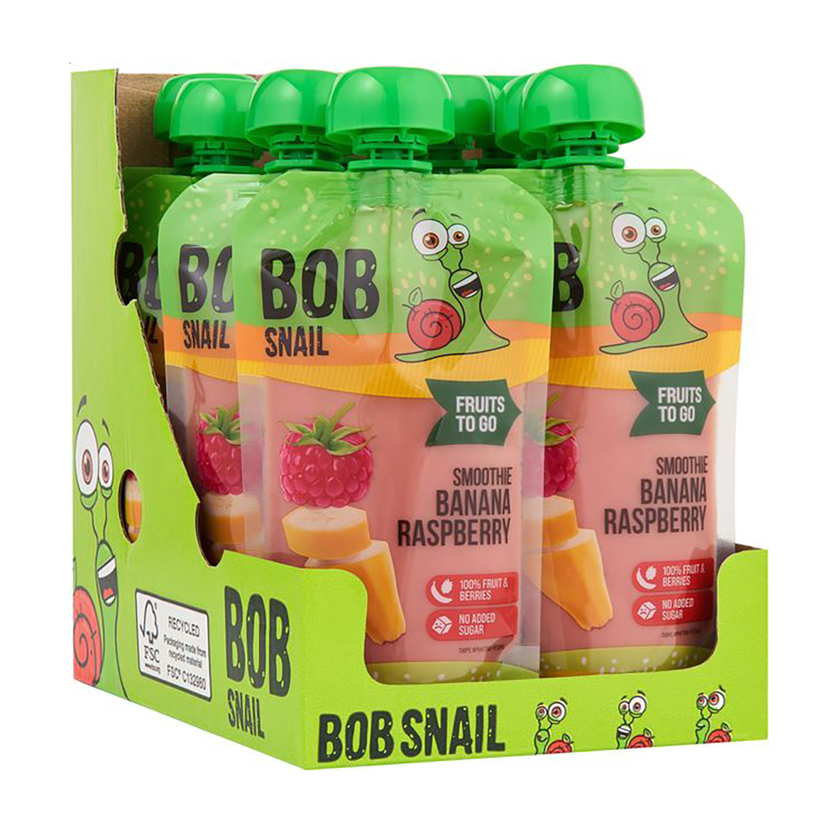 Дитяче фруктове пюре Bob Snail Смузі Банан-малина, від 5 років, 10*120 г