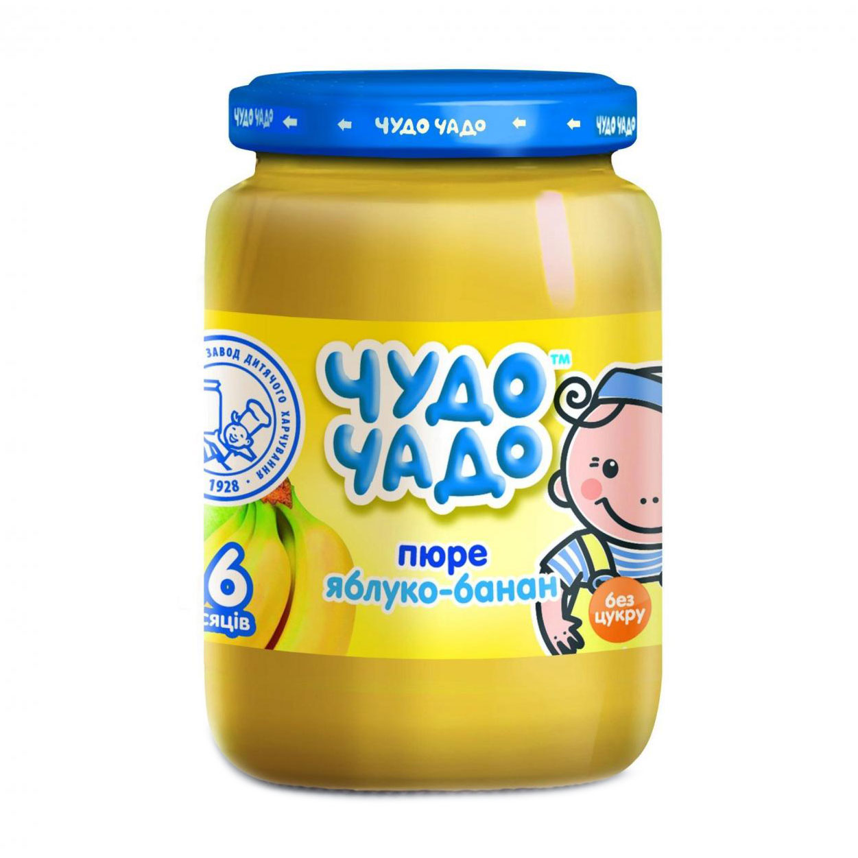 Дитяче фруктове пюре Чудо-Чадо Яблуко та банан, від 6 місяців, 170 г