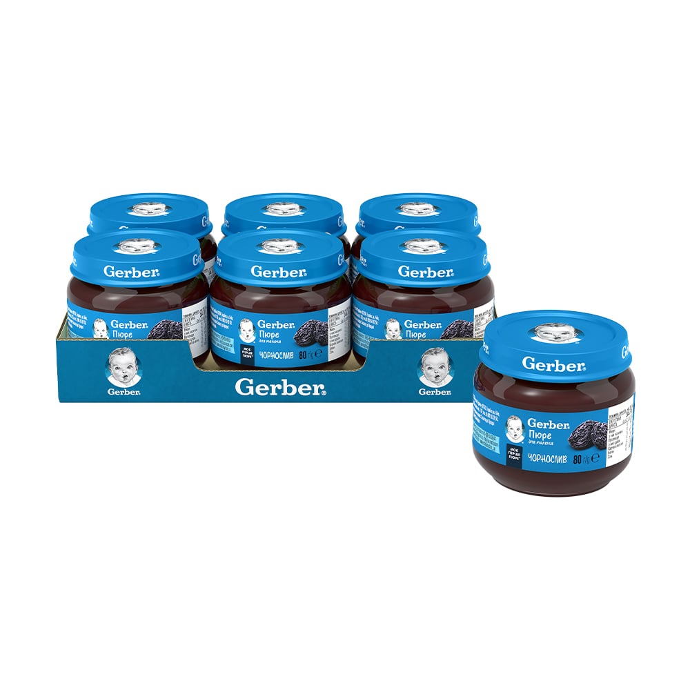 Дитяче фруктове пюре Gerber Чорнослив, з 6 місяців, 6*80 г
