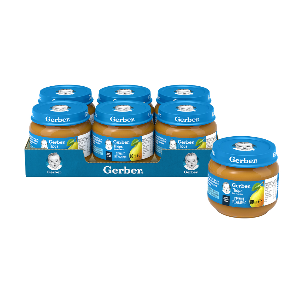 Дитяче фруктове пюре Gerber Груші Вільямс, з 6 місяців, 6*80 г
