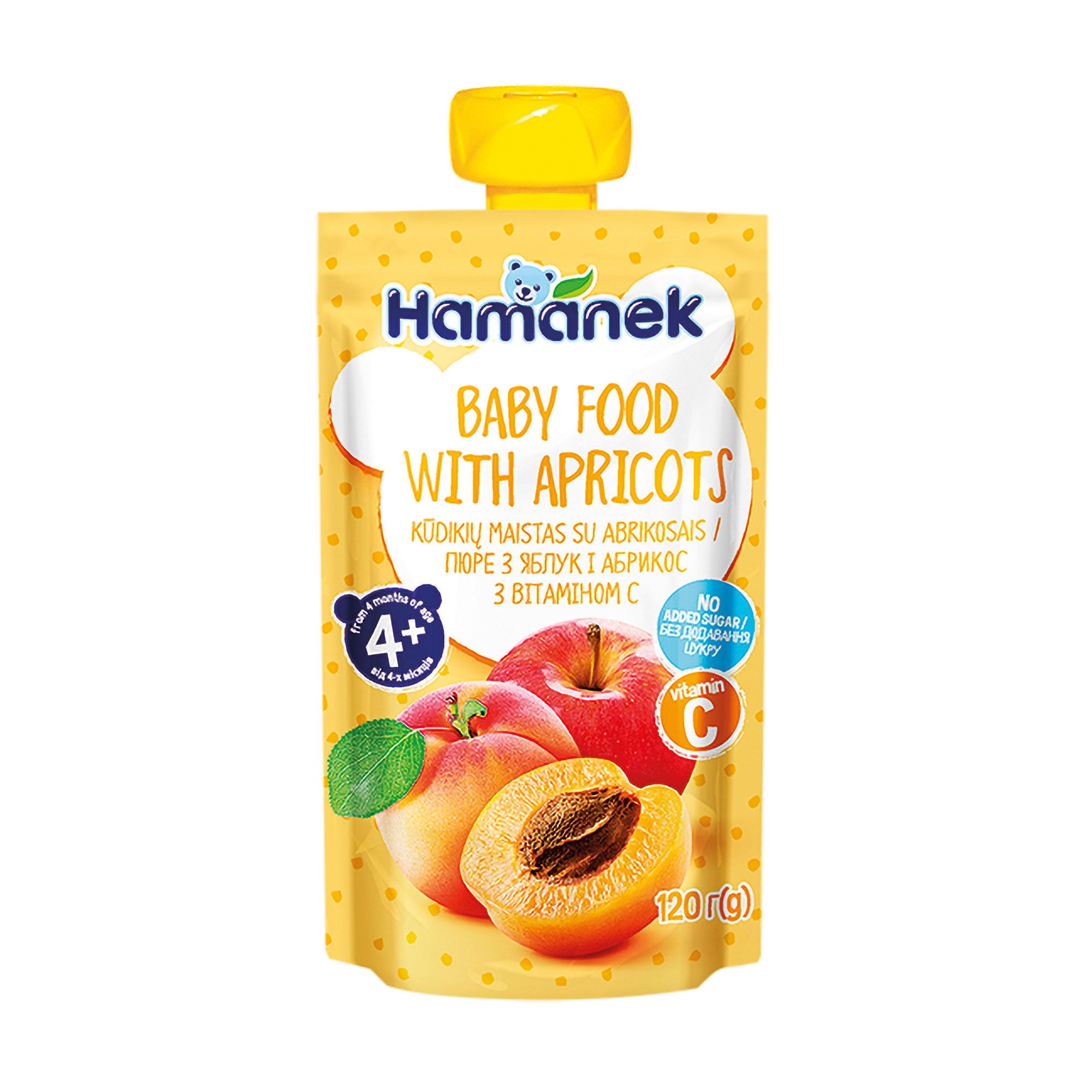 Дитяче фруктове пюре Hamanek Яблуко з абрикосом, від 4 місяців, 120 г