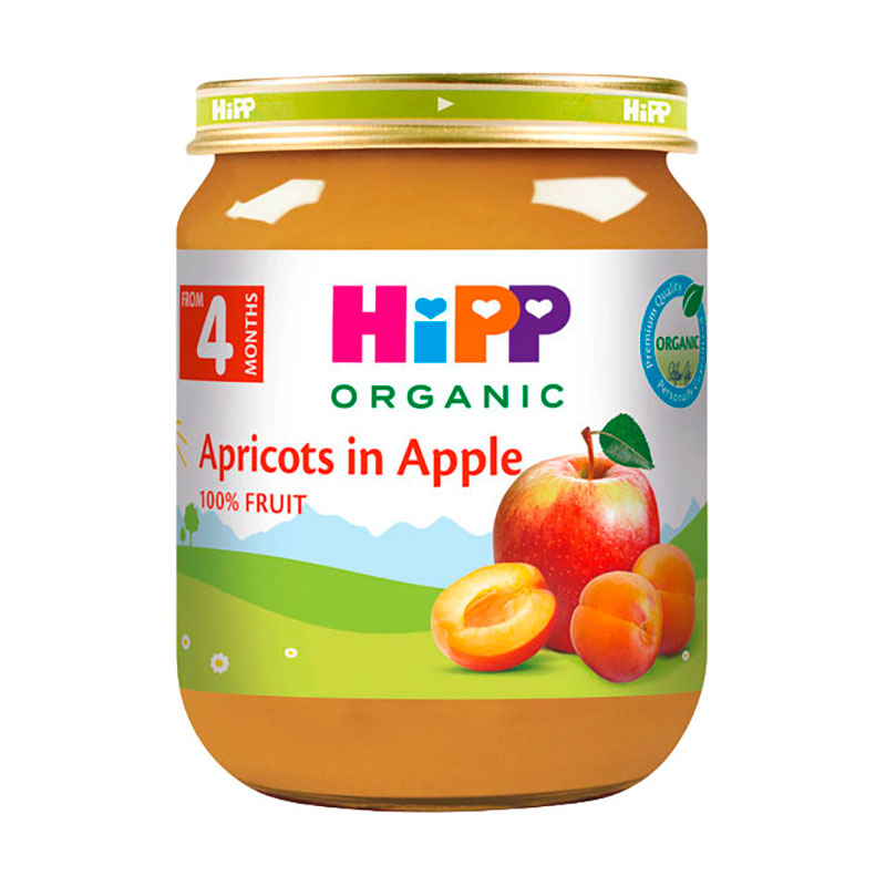 Дитяче фруктове пюре HIPP Абрикоси в яблуках, від 4 місяців, 125 г