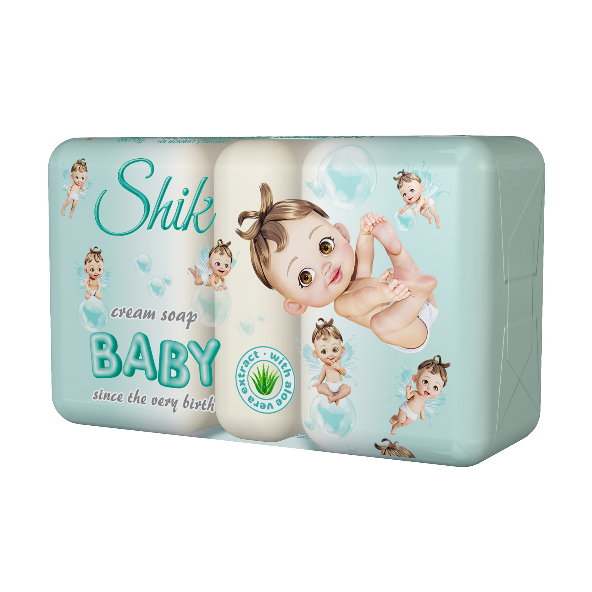 Дитяче крем-мило Shik Cream Soap Baby з екстрактом алое вера, 5*70 г (екопак)