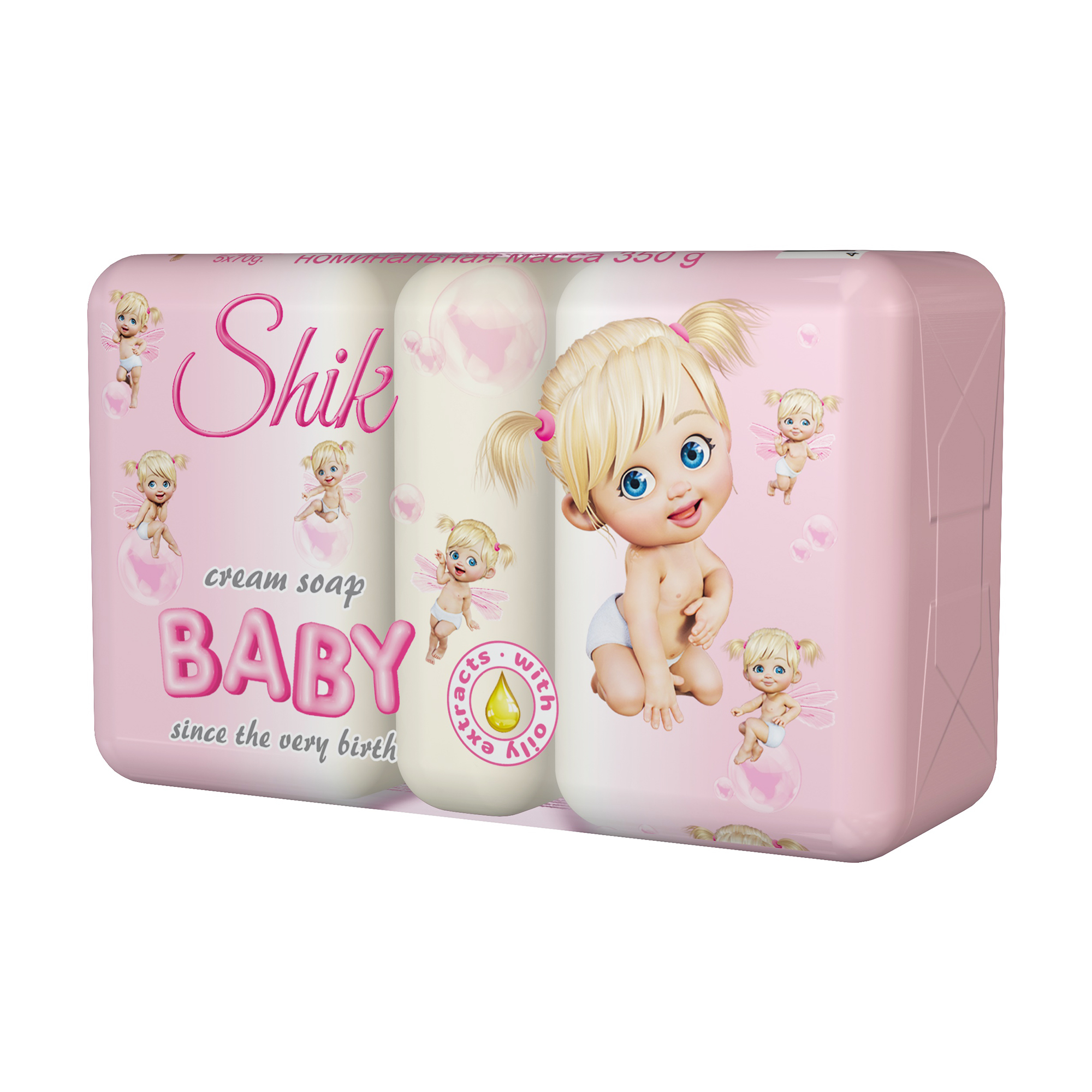 Дитяче крем-мило Shik Cream Soap Baby з олійними екстрактами, 5*70 г (екопак)