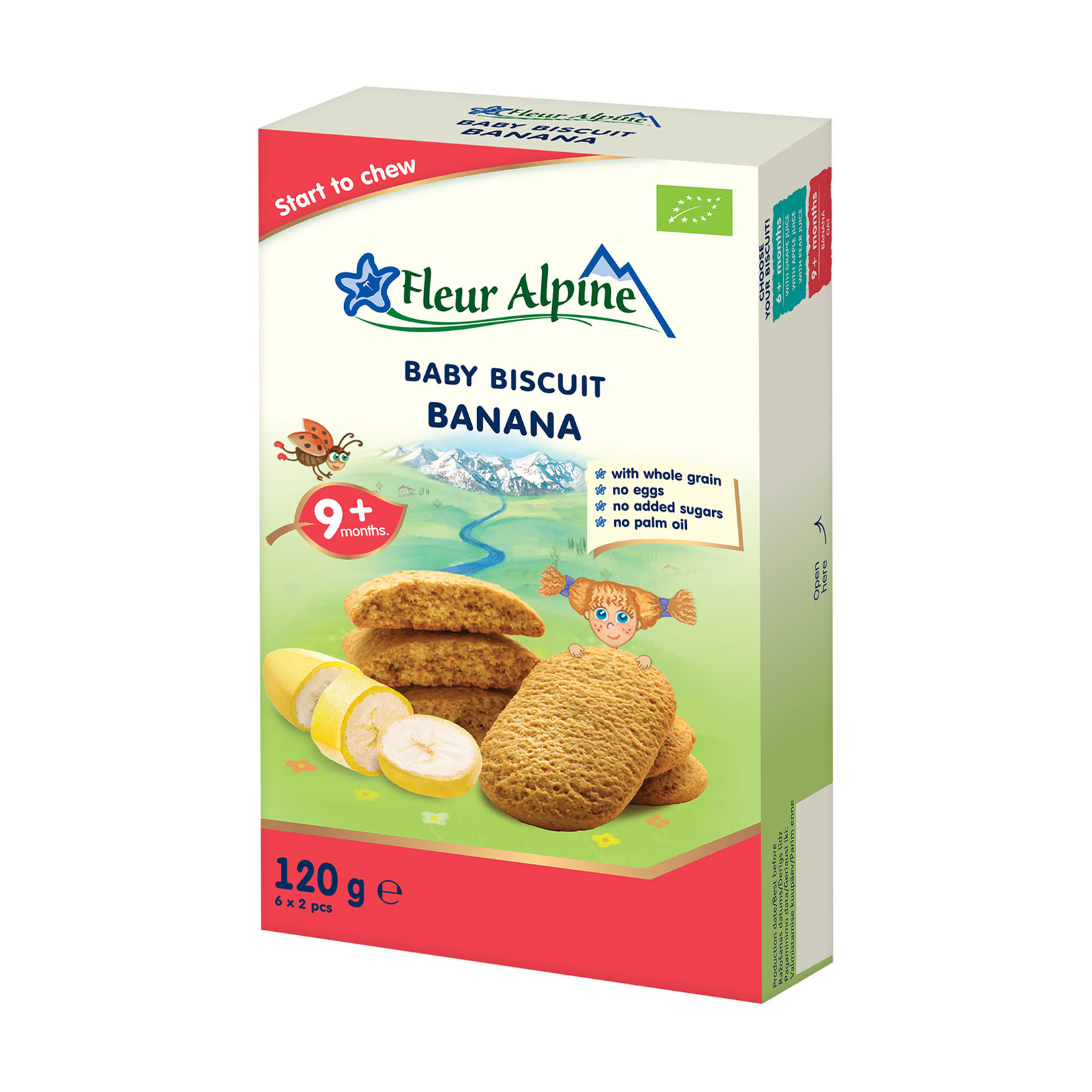 Дитяче печиво Fleur Alpine Organic Banana Бананове, від 9 місяців, 120 г