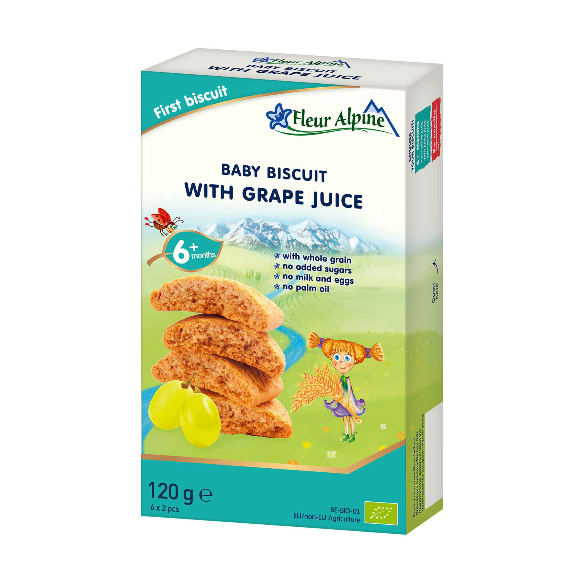 Дитяче печиво Fleur Alpine Organic з виноградним соком, від 6 місяців, 120 г
