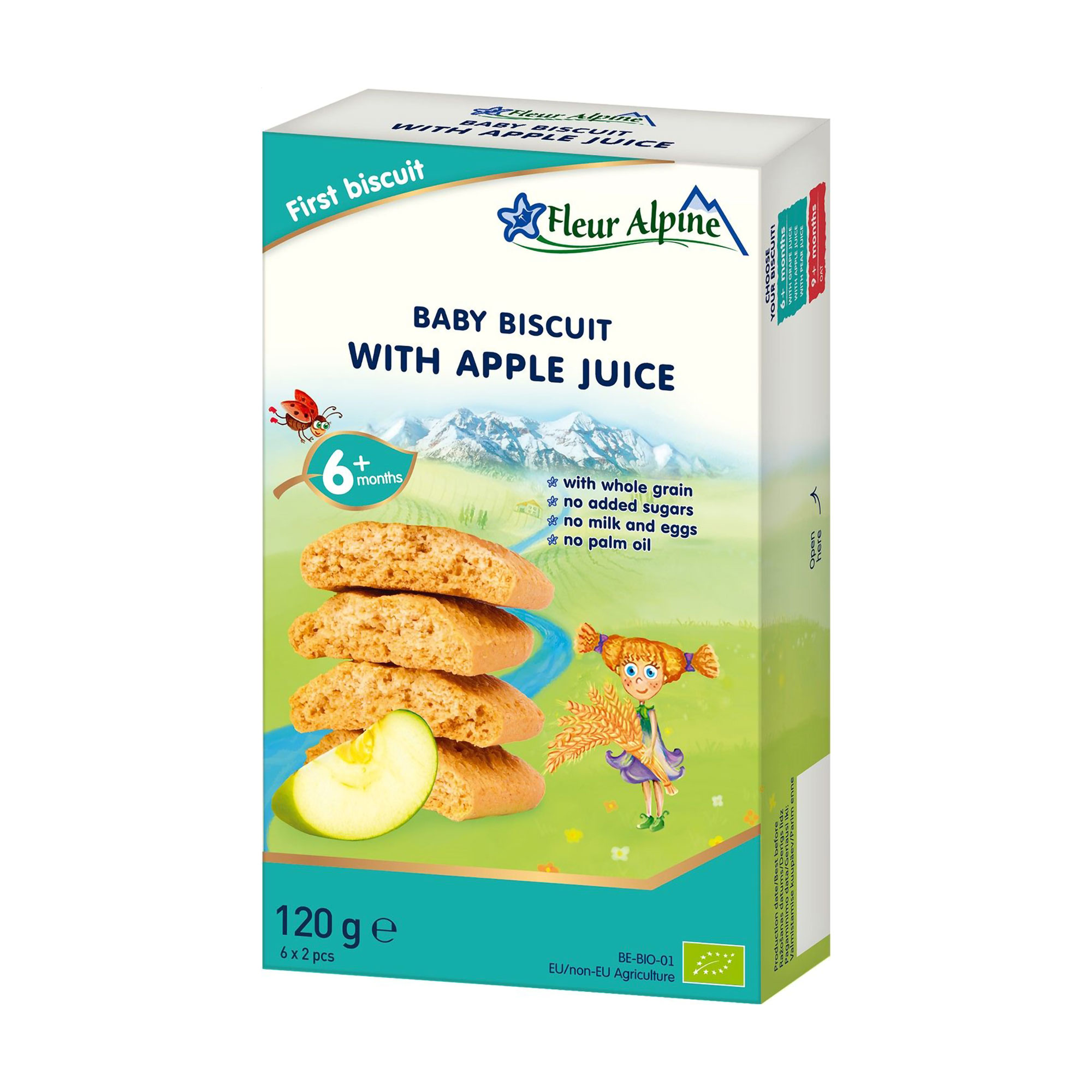 Дитяче печиво Fleur Alpine Organic з яблучним соком, від 6 місяців, 120 г