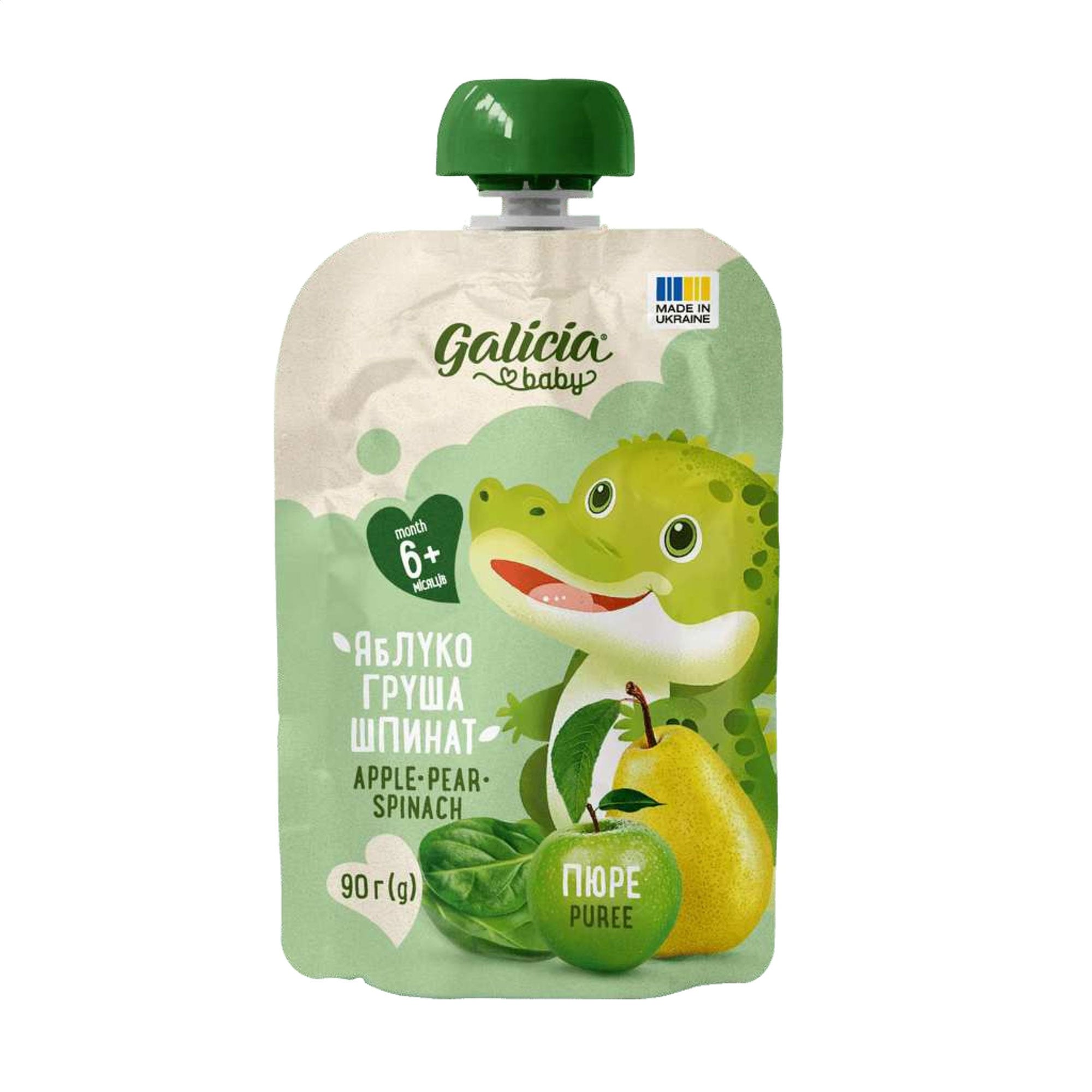 Дитяче пюре Galicia Baby Яблуко-груша-шпинат, від 6 місяців, 90 г