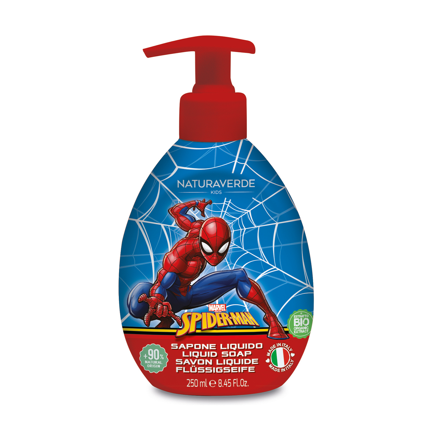 Дитяче рідке мило Naturaverde Spiderman Liquid Soap з органічними екстрактами вівса, 250 мл
