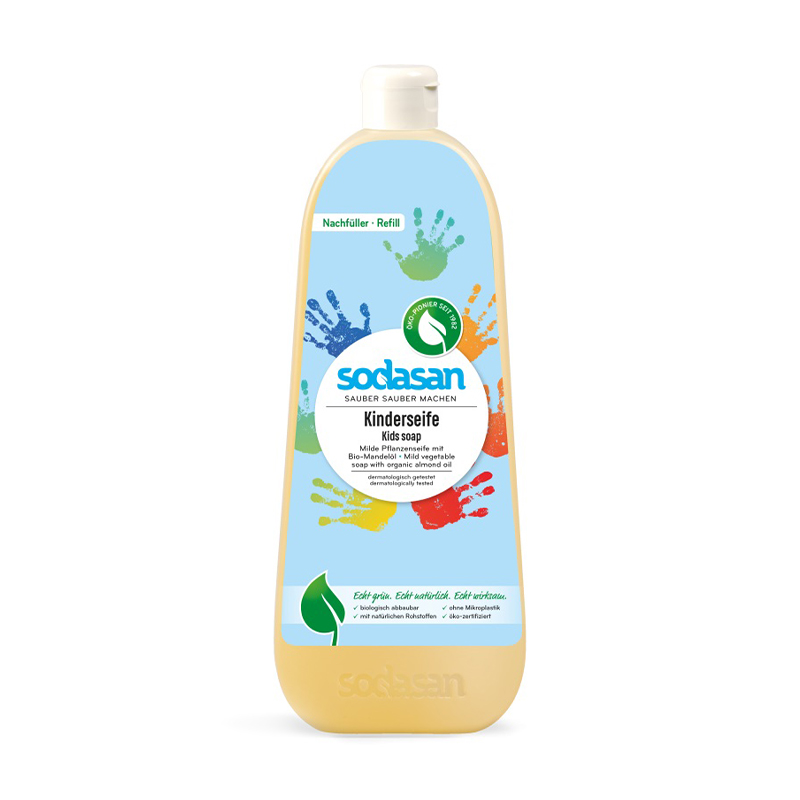 Дитяче рідке мило Sodasan Kids Soap Зволожувальне, з мигдальною та оливковою оліями, 1 л