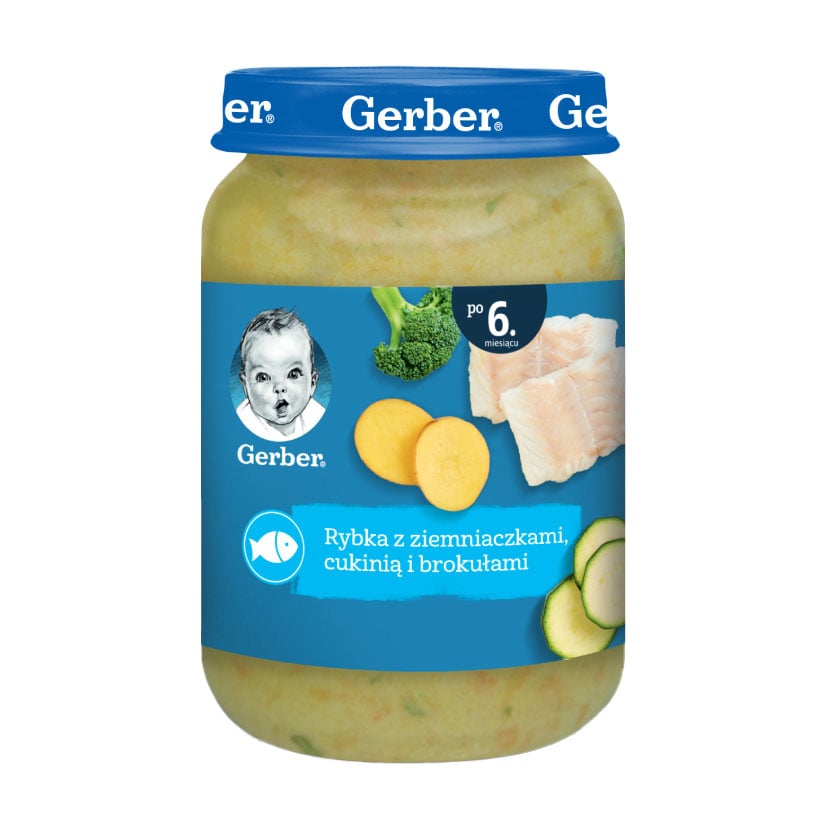 Дитяче рибно-овочеве пюре Gerber Риба з картоплею, цукіні та броколі, від 6 місяців, 190 г