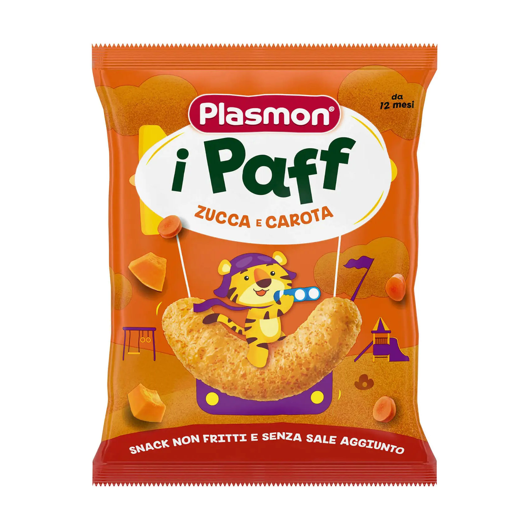 Дитячі кукурудзяні снеки Plasmon Baby Puffs Гарбуз та морква, від 1 року, 15 г