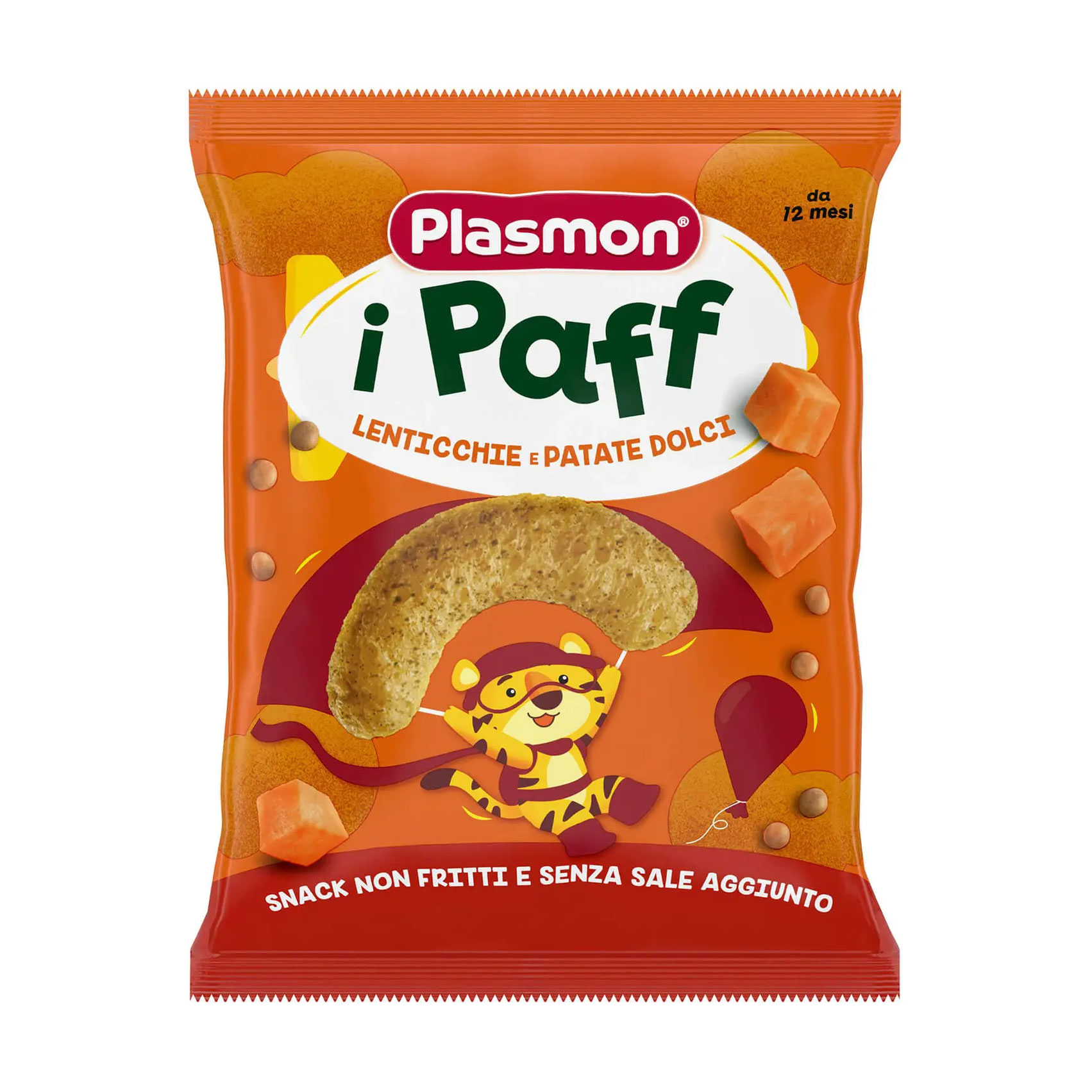 Дитячі кукурудзяні снеки Plasmon Baby Puffs Сочевиця та солодка картопля, від 1 року, 15 г