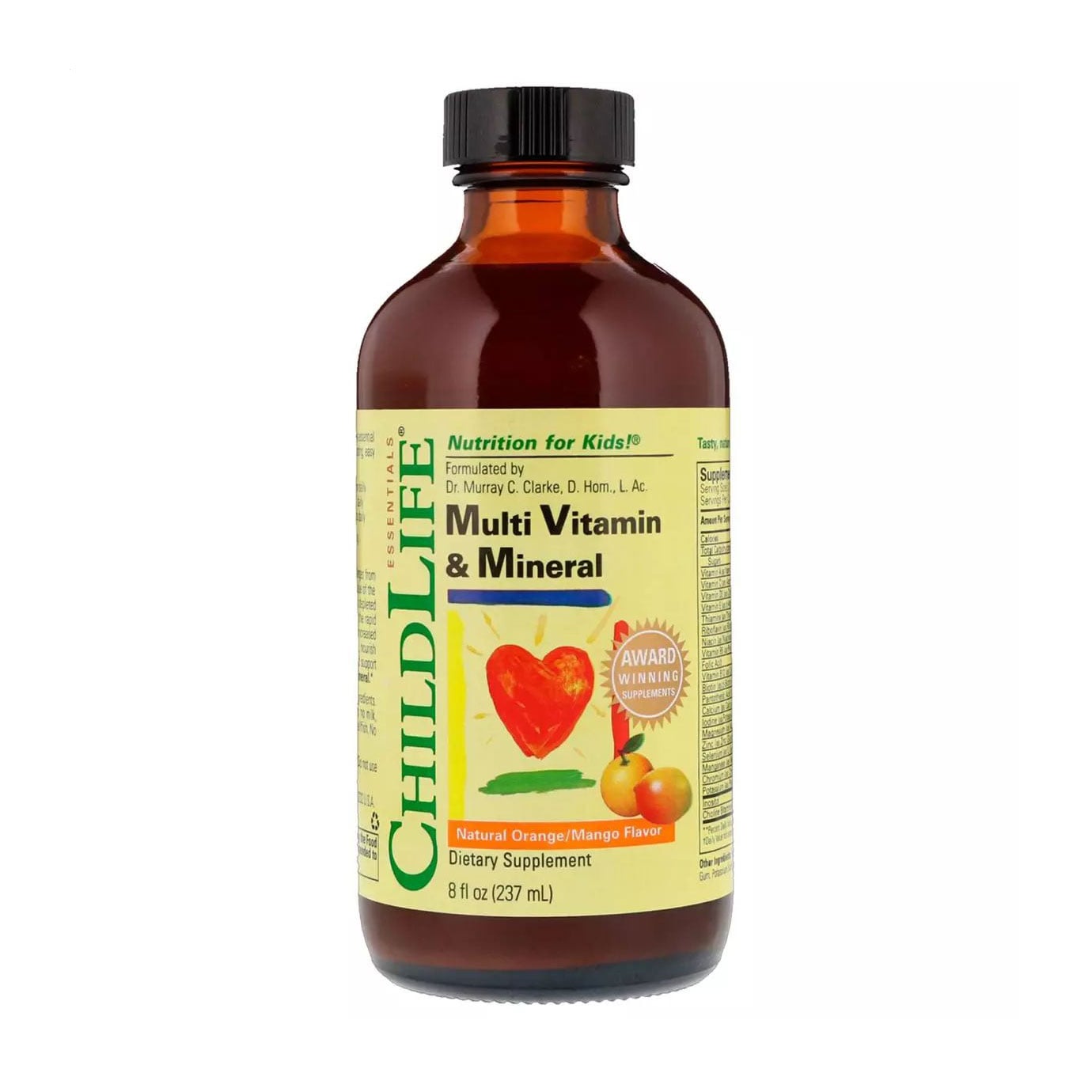 Дитячі мультивітаміни та мінерали ChildLife Multi Vitamin &amp; Mineral зі смаком апельсина-манго, в рідині, 237 мл