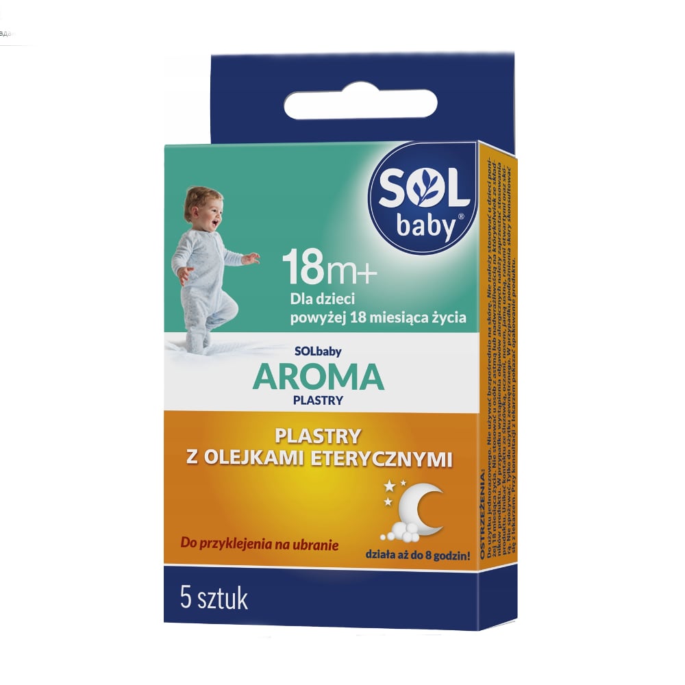 Дитячі патчі для одягу Polski Lek Solbaby проти закладеності носа, з ефірними оліями, 5 шт