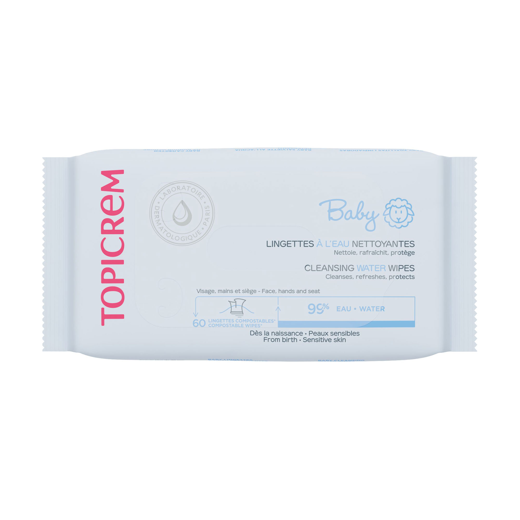 Дитячі серветки Topicrem Baby Cleansing Water Wipes, 60 шт
