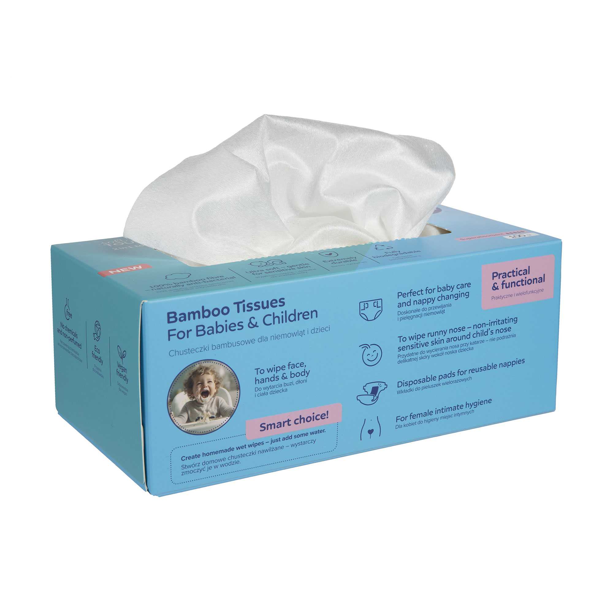 Дитячі сухі серветки Canpol Babies Bamboo Tissues Бамбукові, 100 шт