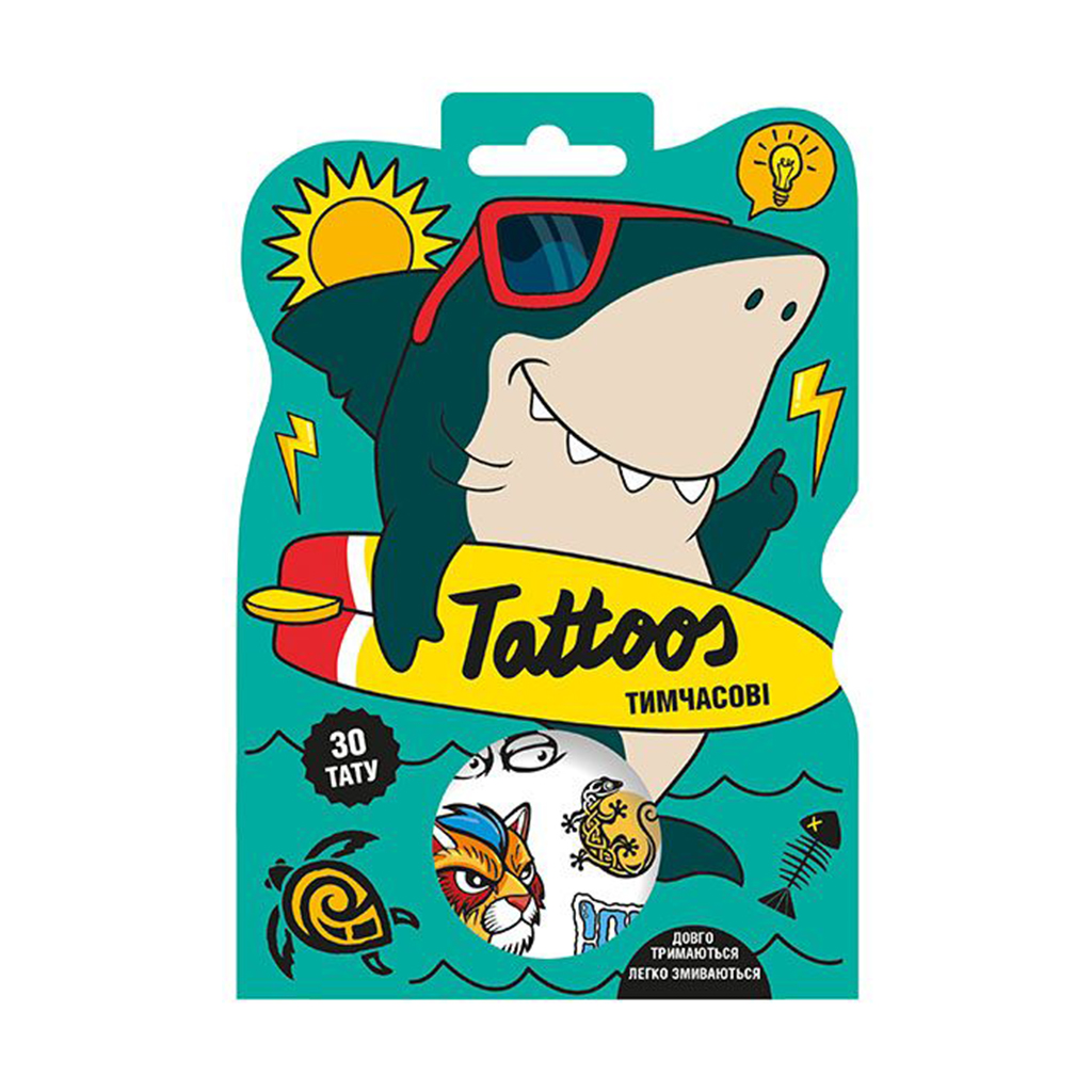 Дитячі тимчасові тату для хлопчиків Ranok-Creative Tattoos Акула, від 3 років, 30 шт (545419)