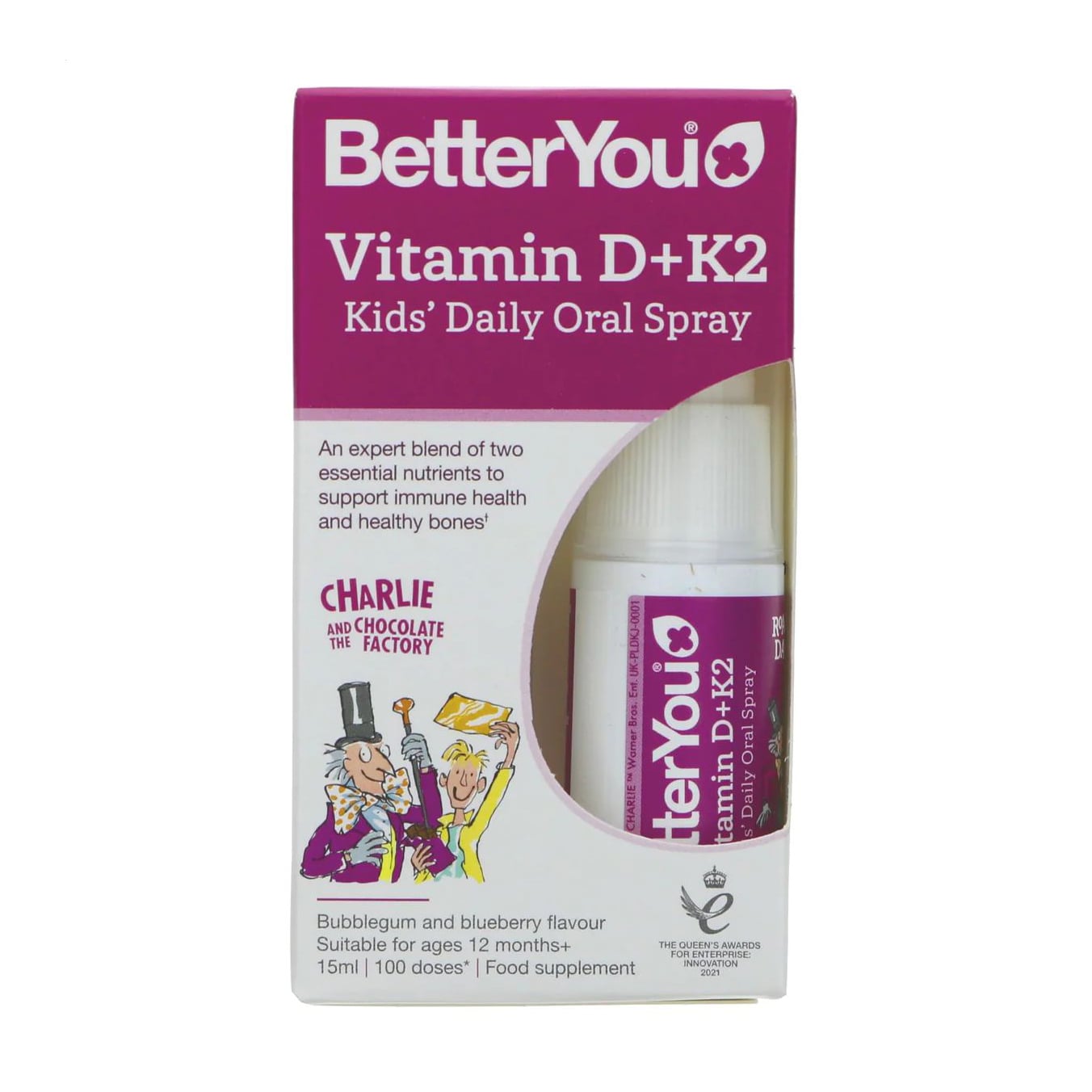 Дитячі вітаміни Д та K2 BetterYou Vitamin D + K2 Kids Daily Oral Spray, в спреї, 15 мл