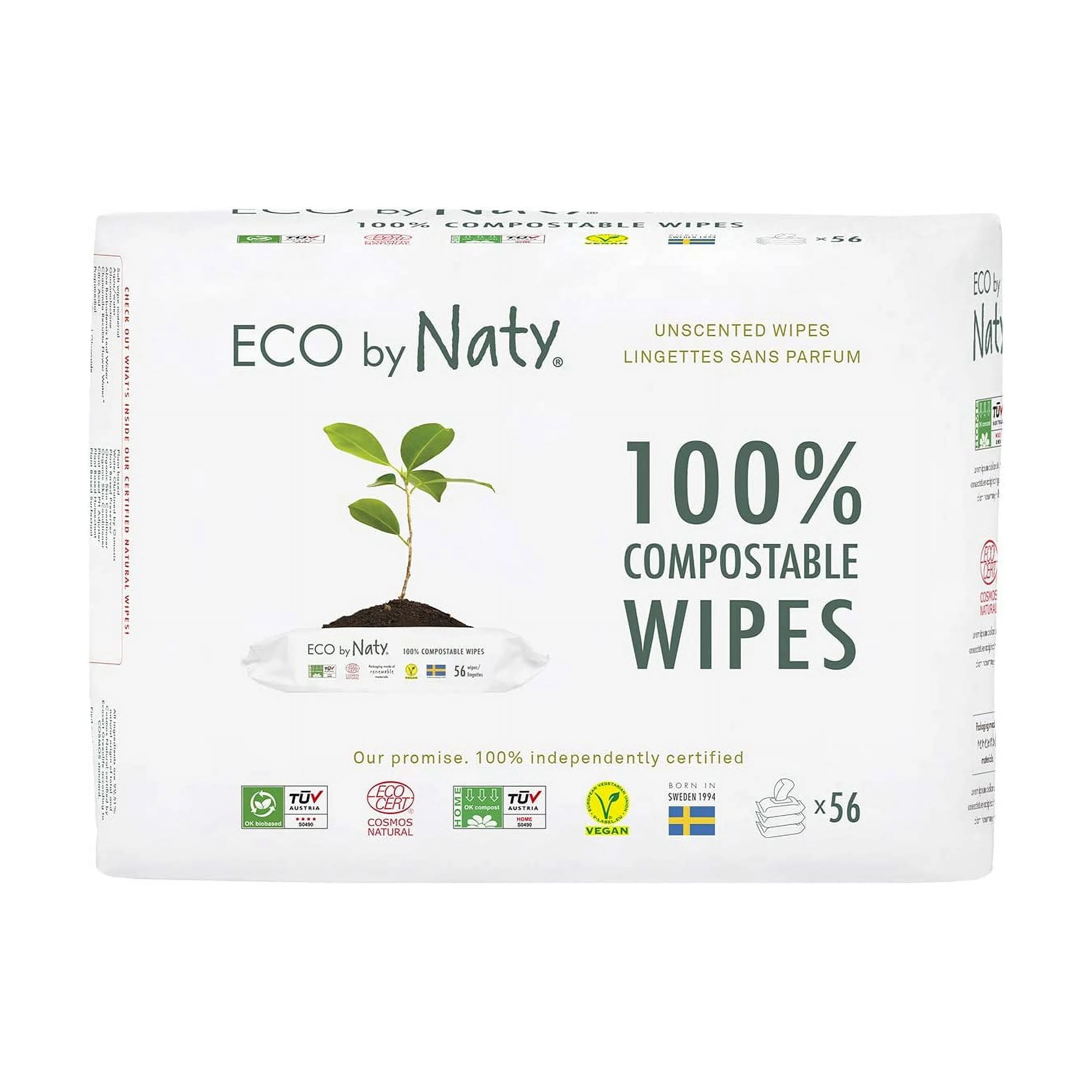 Дитячі вологі екосерветки ECO by Naty Sensitive Wipes без запаху, 168 шт
