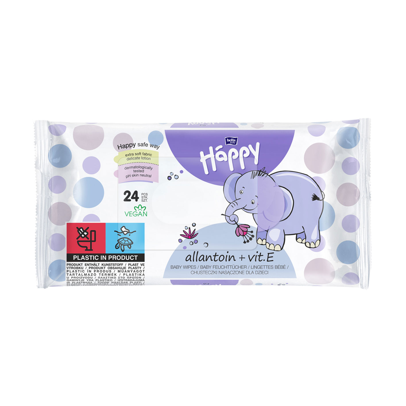 Дитячi вологi серветки Bella Baby Happy з вітаміном Е та алантоїном, 24 шт