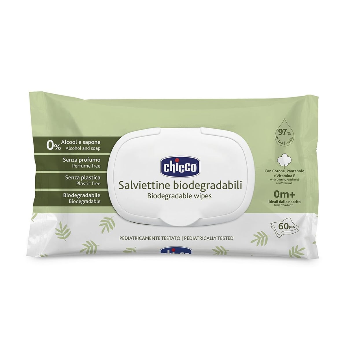 Дитячі вологі серветки Chicco біорозкладні, від народження, 60 шт