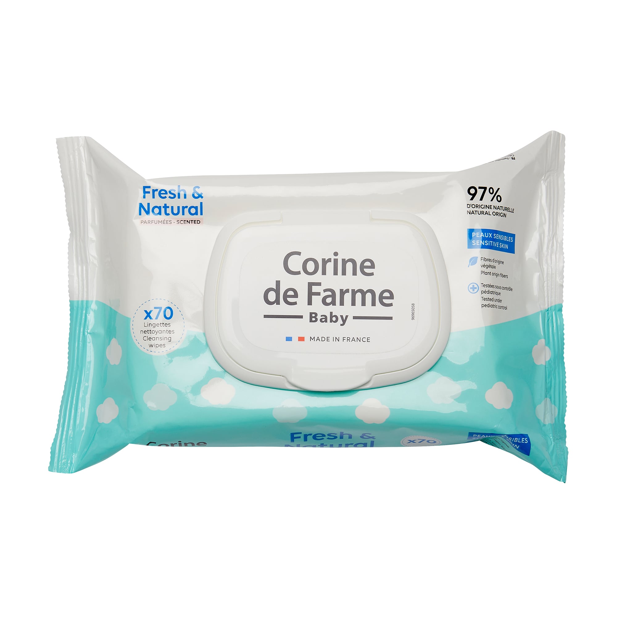 Дитячі вологі серветки Corine de Farme Baby Fresh &amp; Natural, 70 шт