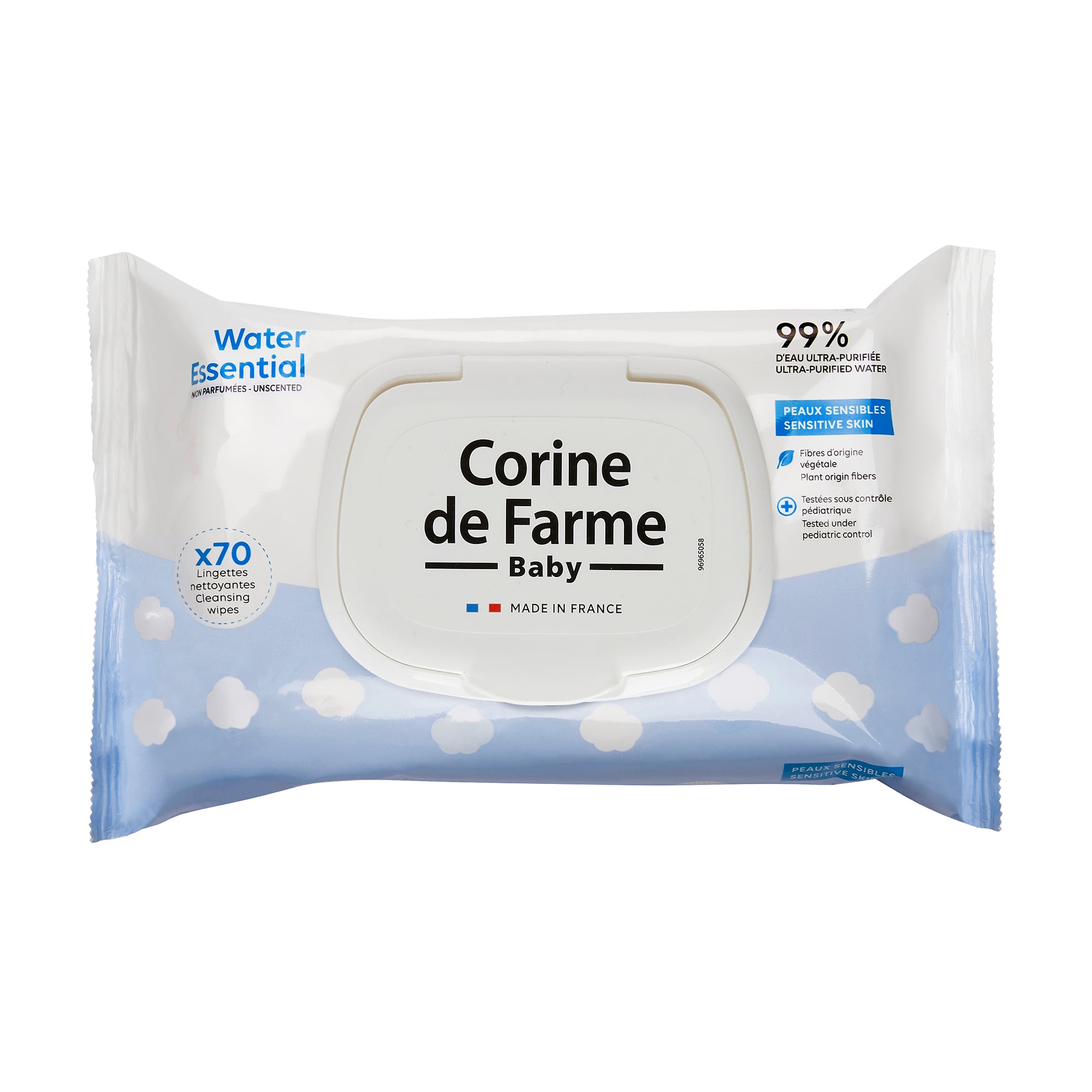 Дитячі вологі серветки Corine de Farme Baby Water Essential, 70 шт