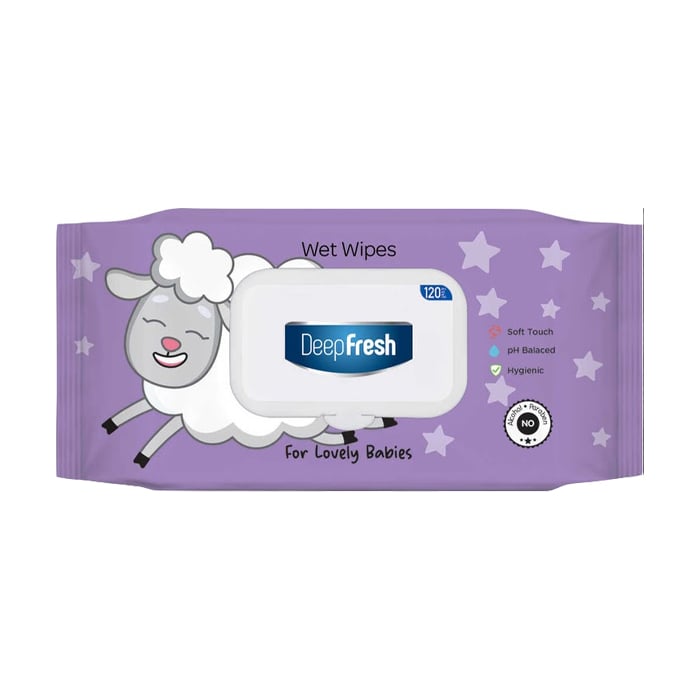 Дитячі вологі серветки Deep Fresh Lovely Babies Little Lamb з клапаном, 120 шт