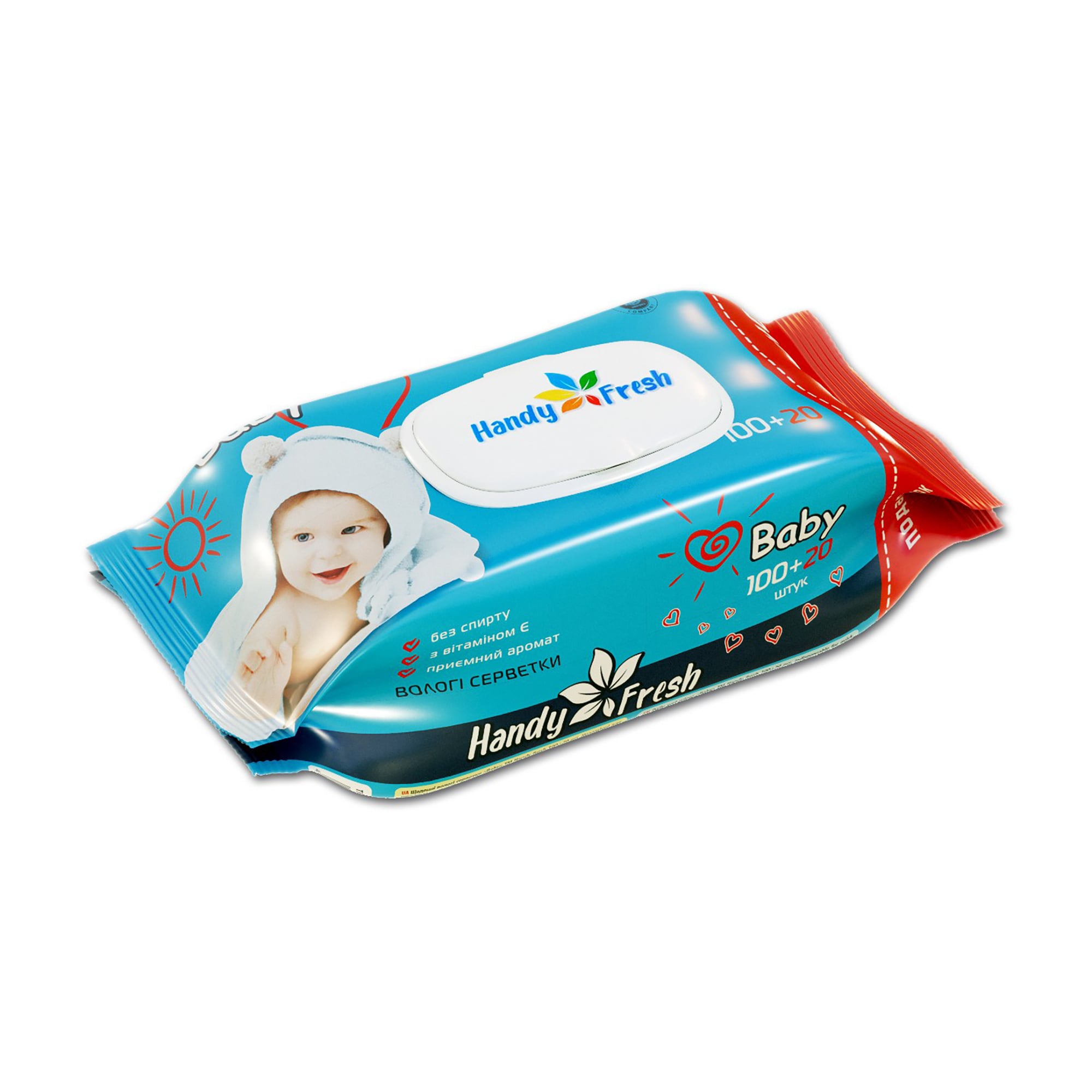 Дитячі вологі серветки Handy Fresh Baby, з клапаном, 100+20 шт