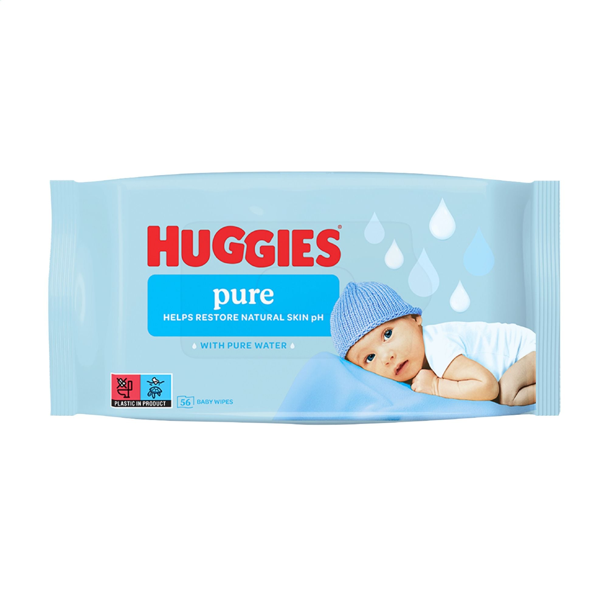 Дитячі вологі серветки Huggies Pure для немовлят, 56 шт