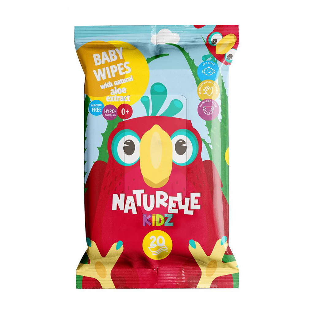 Дитячі вологі серветки Naturelle Kids Baby Wipes Алое, 20 шт