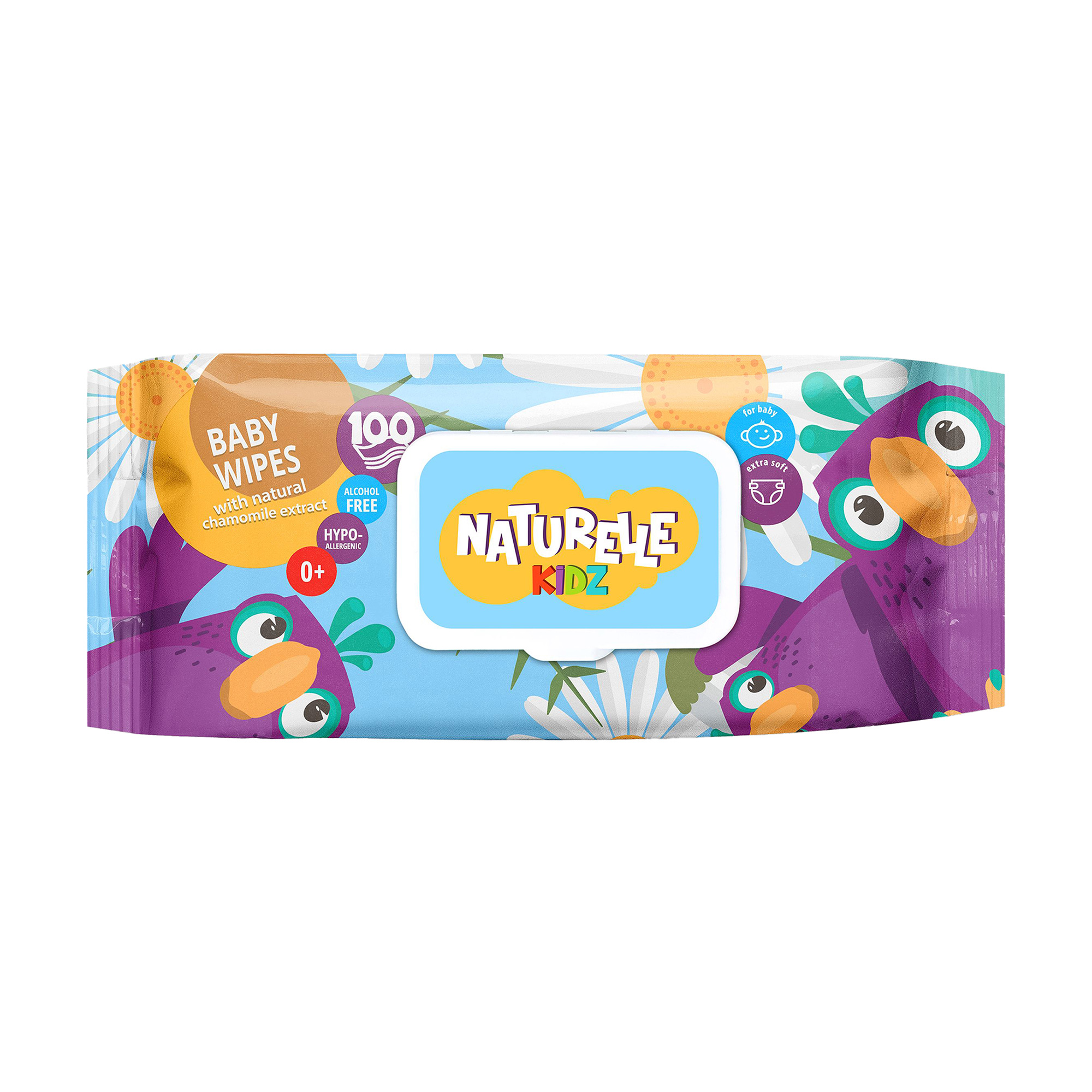 Дитячі вологі серветки Naturelle Kidz ромашка, 100 шт