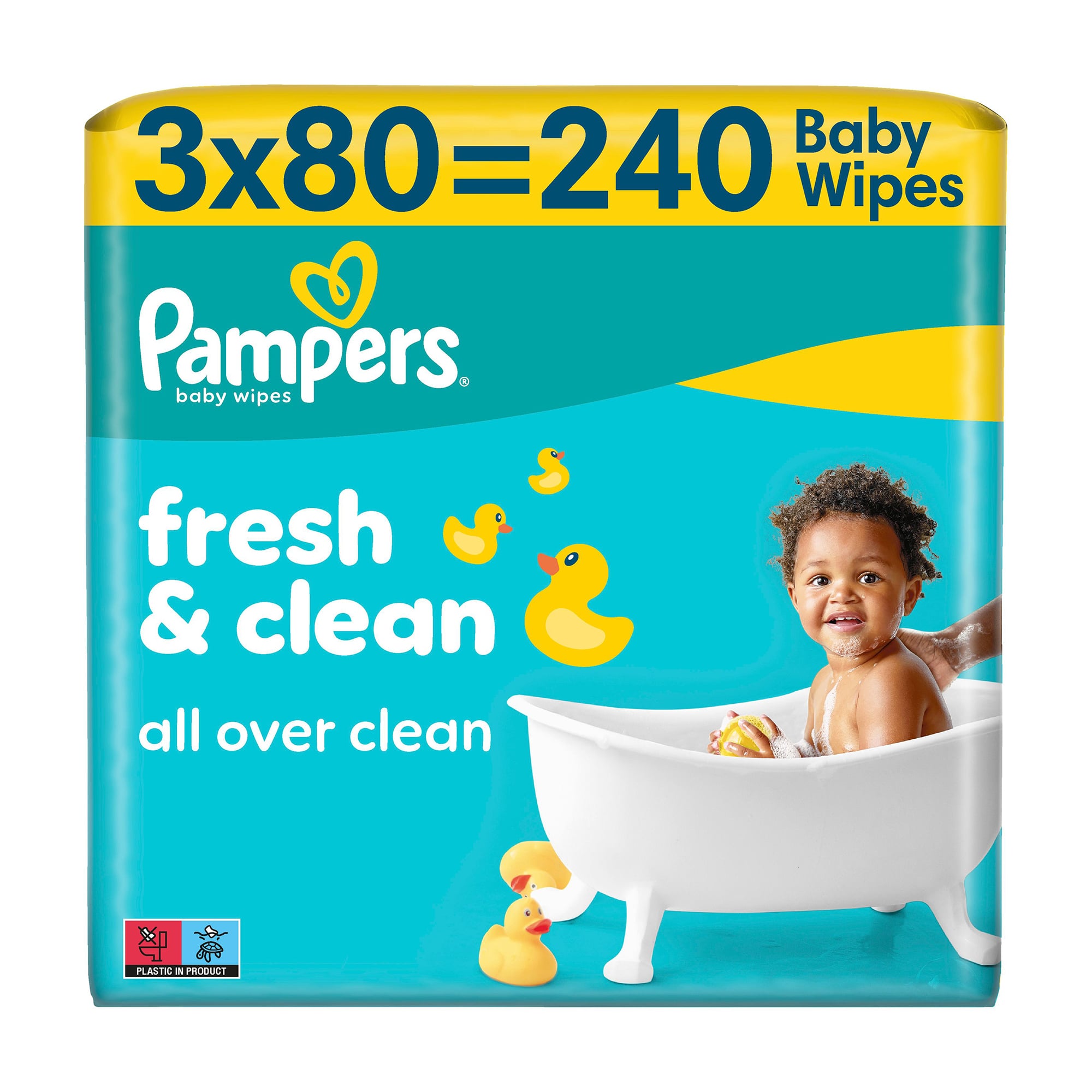 Дитячі вологі серветки Pampers Fresh &amp; Clean, 3*80 шт
