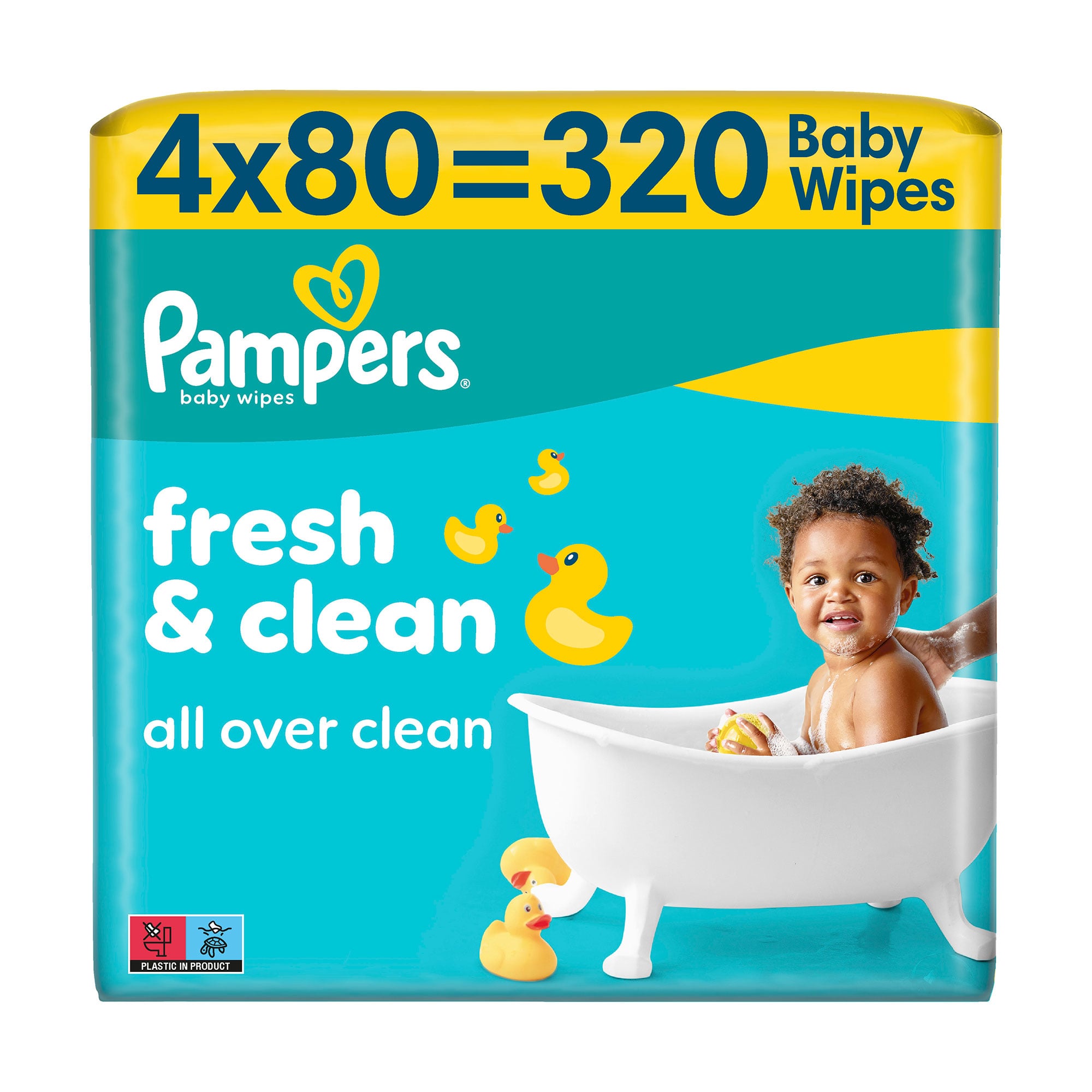 Дитячі вологі серветки Pampers Fresh &amp; Clean, 4*80 шт