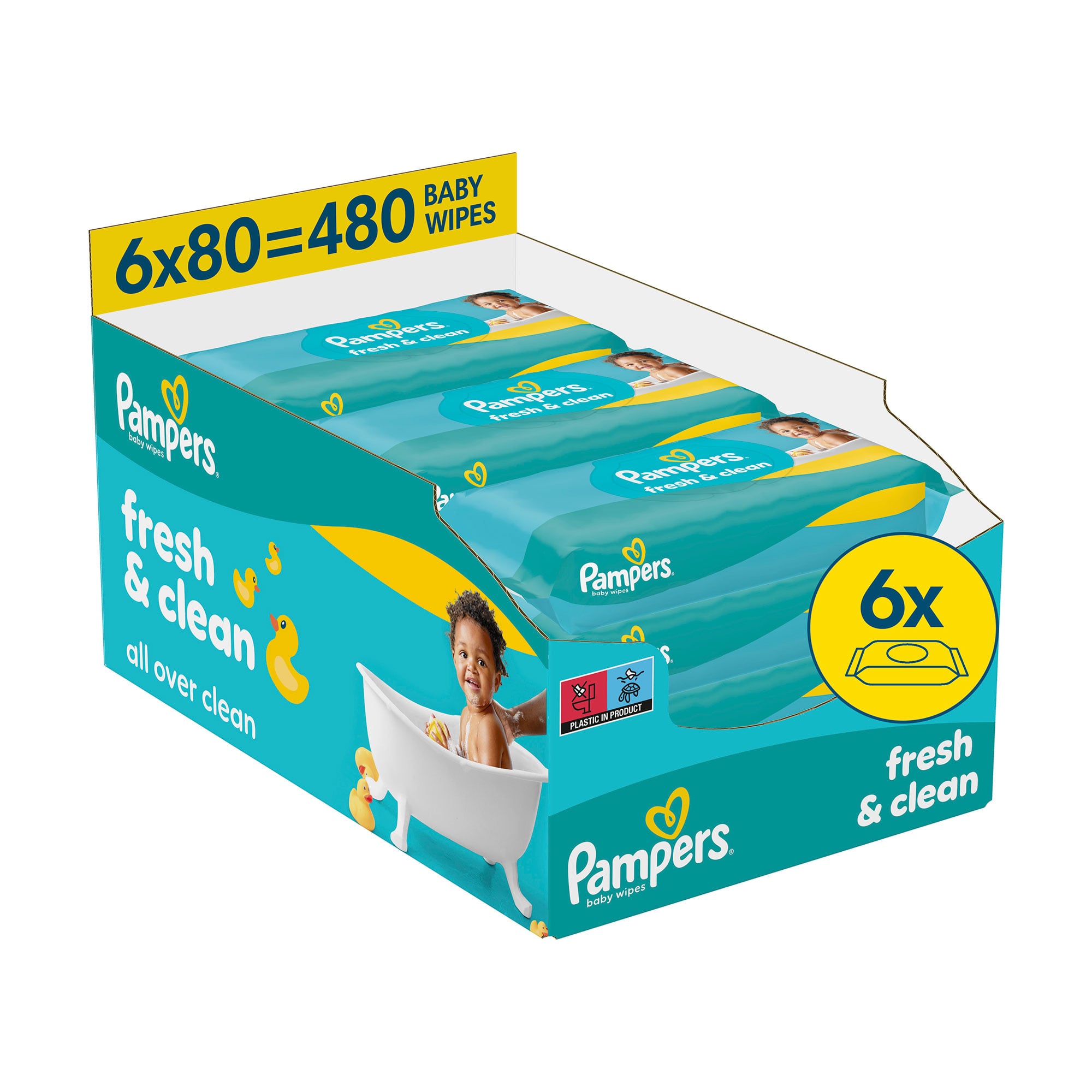 Дитячі вологі серветки Pampers Fresh &amp; Clean, 6*80 шт
